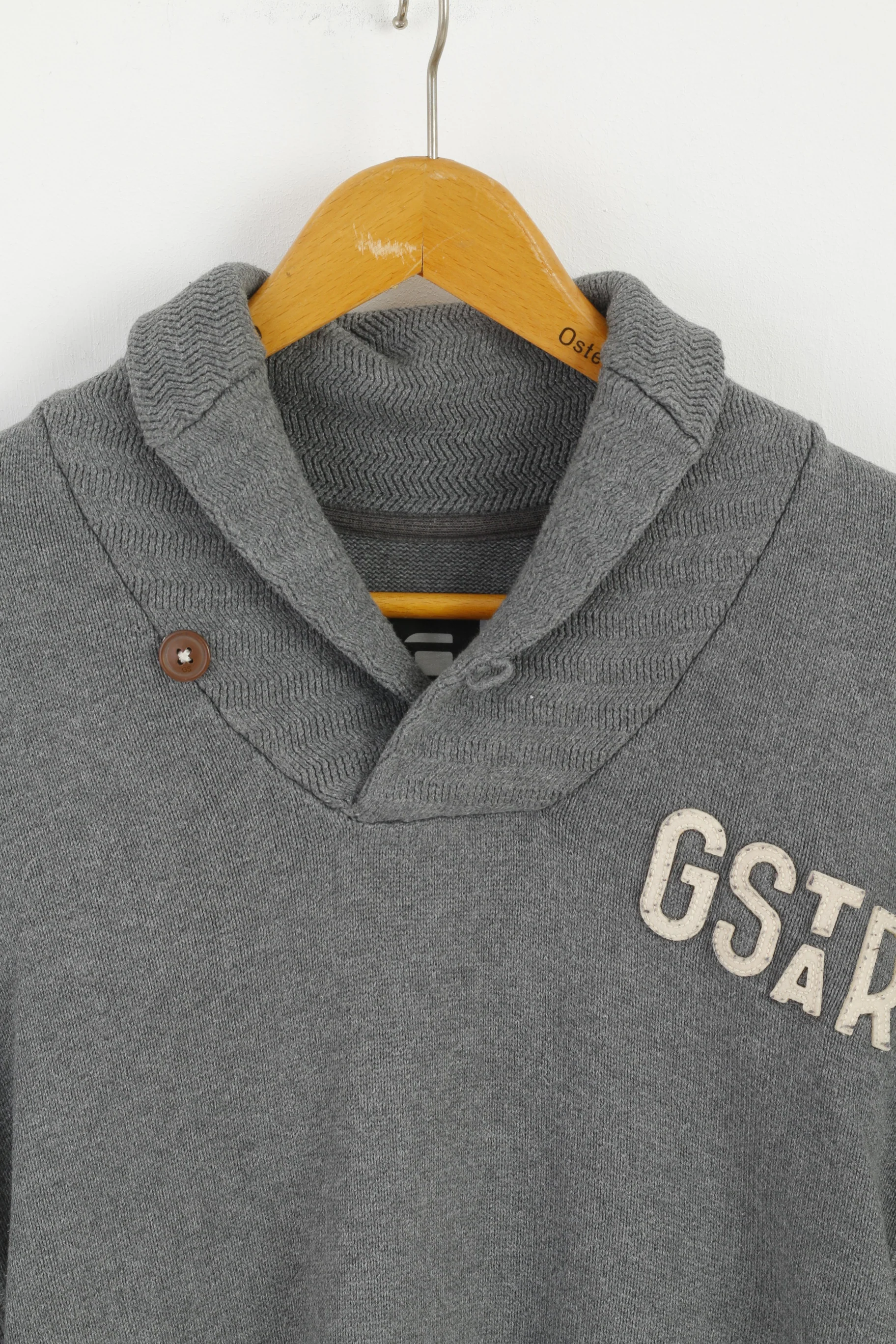 G-Star Raw Mens XL (L) Jumper Grey Cotton Sterling Shawl Coll Knit Sweater - Image 3