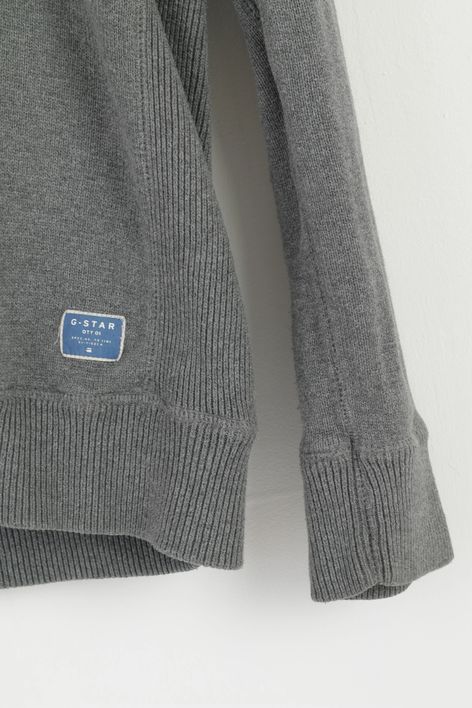 G-Star Raw Mens XL (L) Jumper Grey Cotton Sterling Shawl Coll Knit Sweater - Image 4