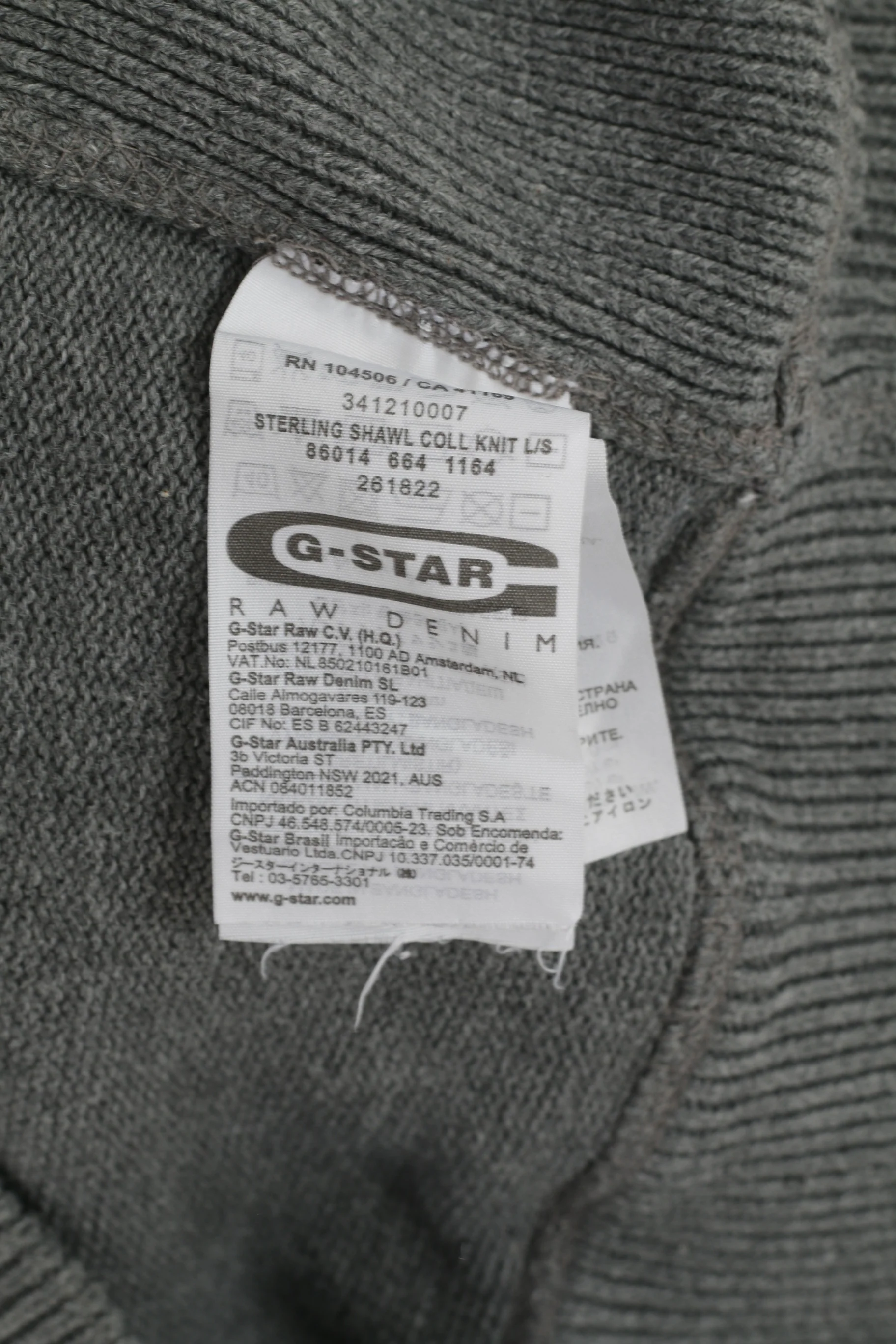 G-Star Raw Mens XL (L) Jumper Grey Cotton Sterling Shawl Coll Knit Sweater - Image 6