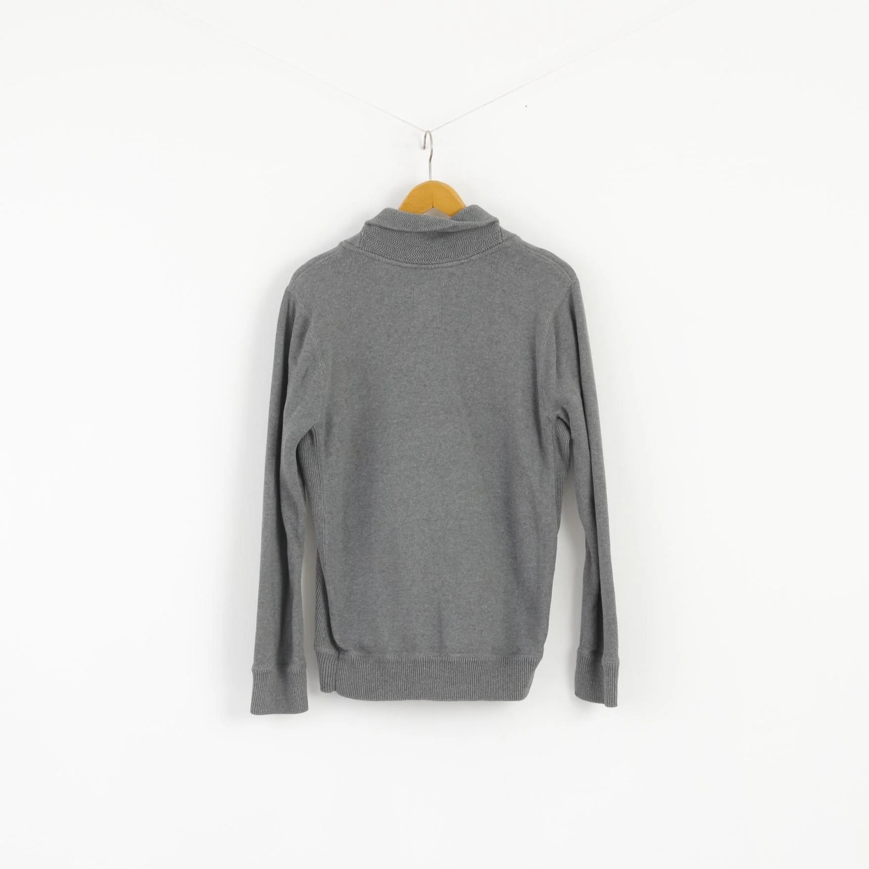 G-Star Raw Mens XL (L) Jumper Grey Cotton Sterling Shawl Coll Knit Sweater - Image 7