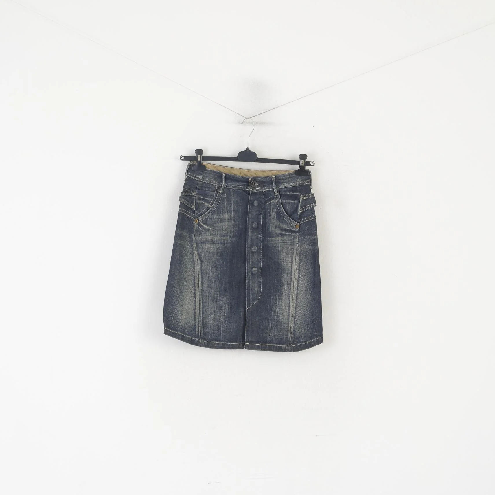 G-Star Raw Women 27 Denim Skirt Navy Cotton Tape Vintage Made in Italy - Image 2