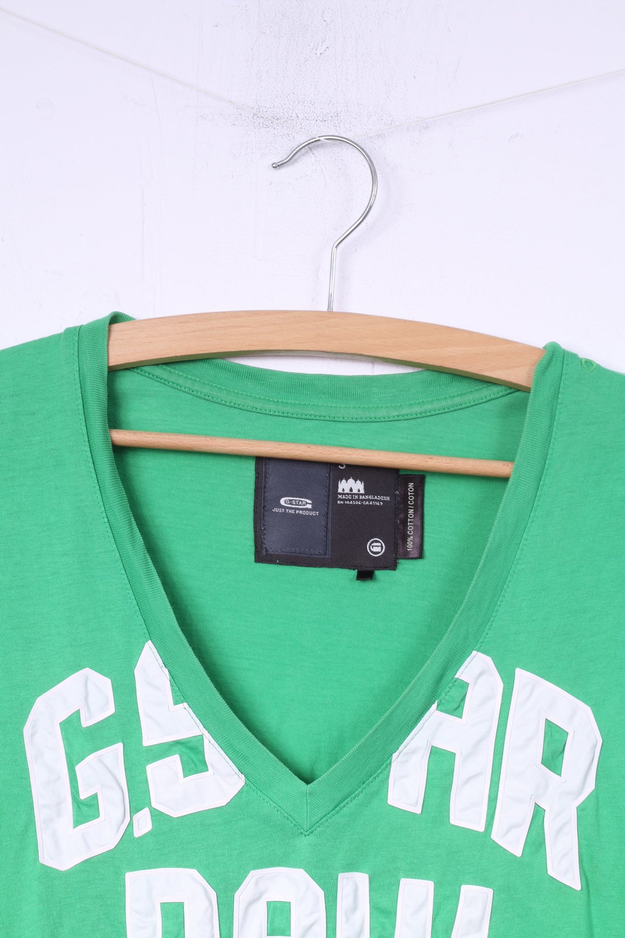 G-Star Raw Womens S T-Shirt Green V Neck Big Logo Cotton Top - Image 2