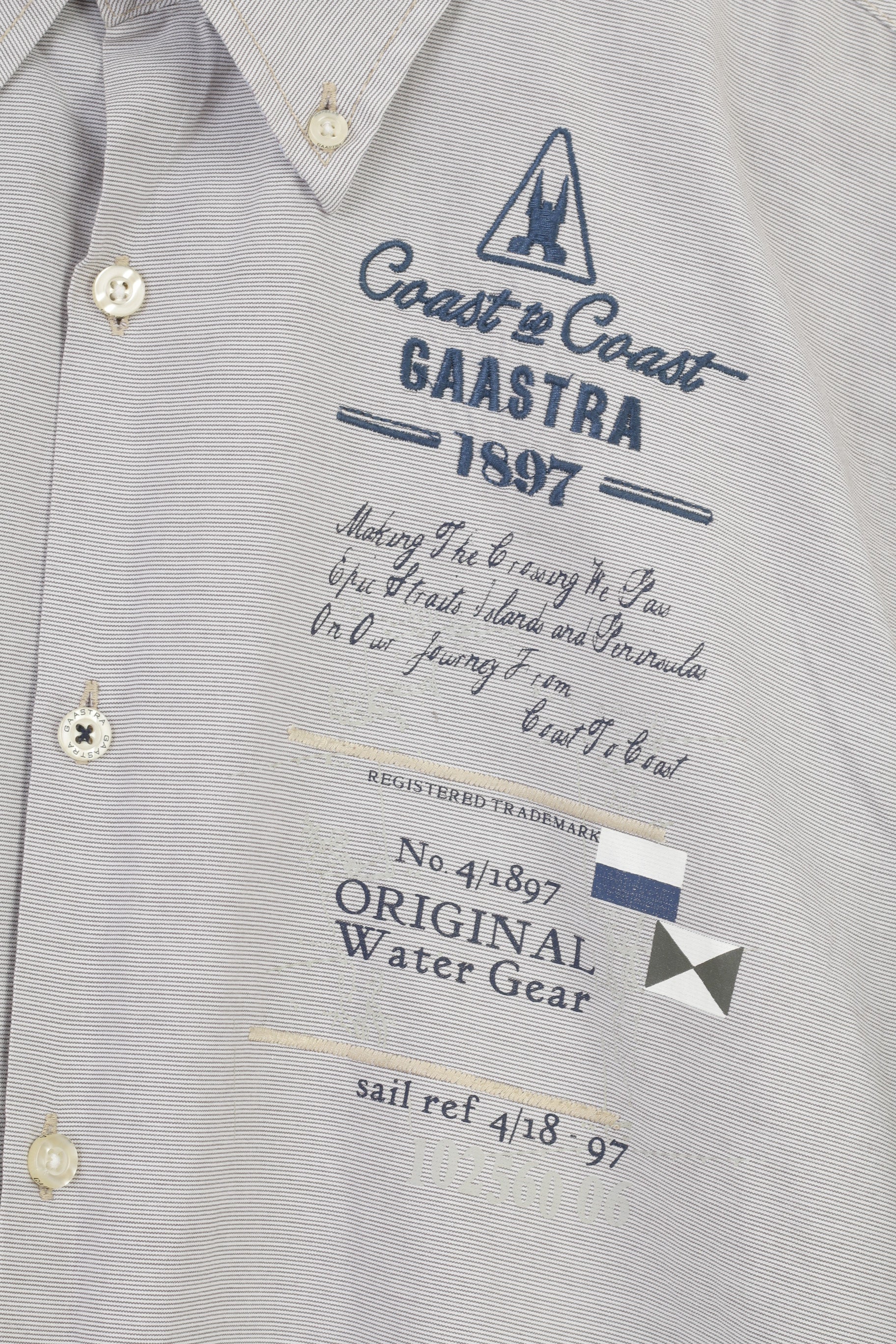 Gaastra Men L Casual Shirt Long Sleeve Striped Buttons Collar Cotton White Classic Top - Image 4
