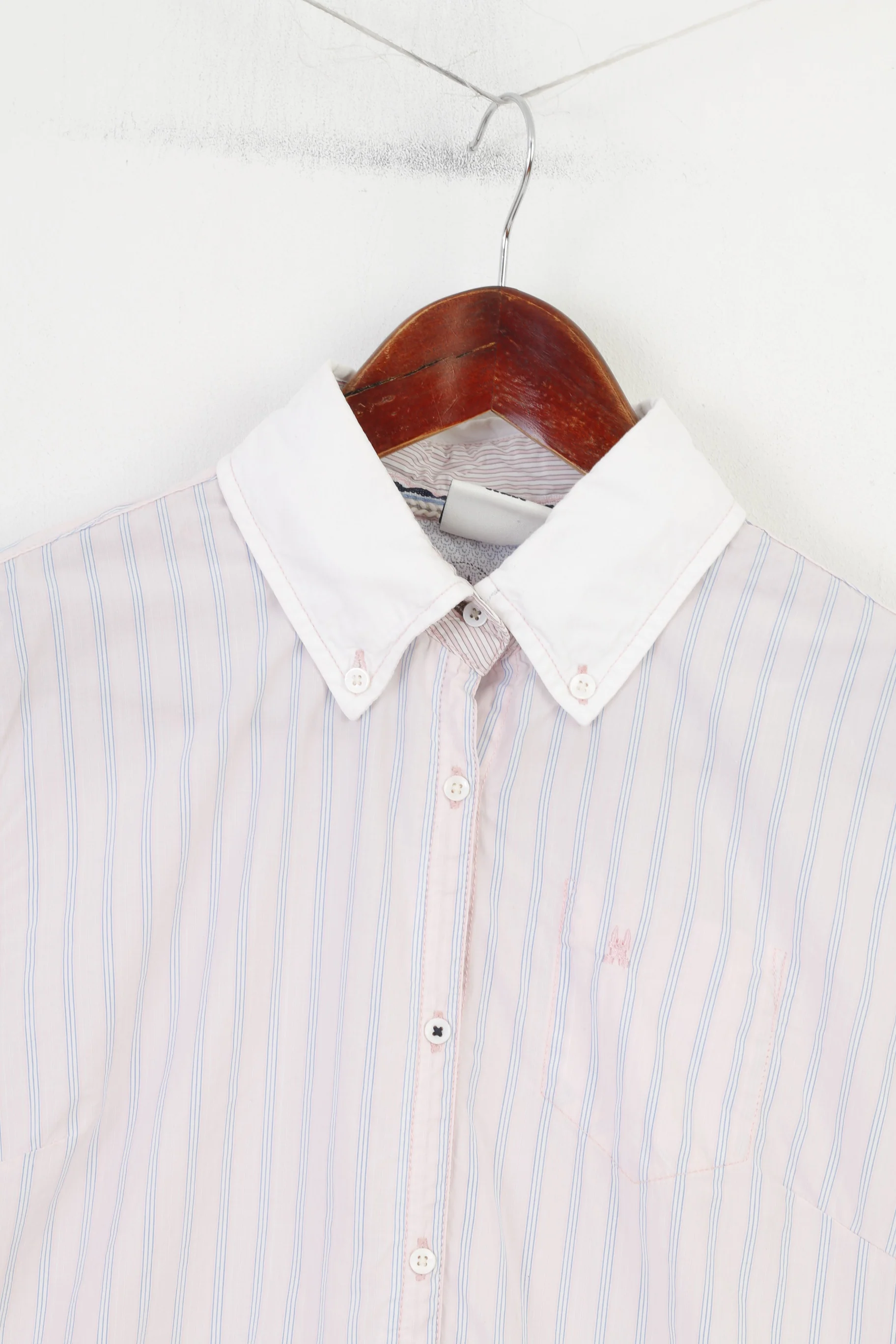 Gaastra Women M Casual Shirt Pink Cotton Striped Long Sleeve Collar Classic Top - Image 2