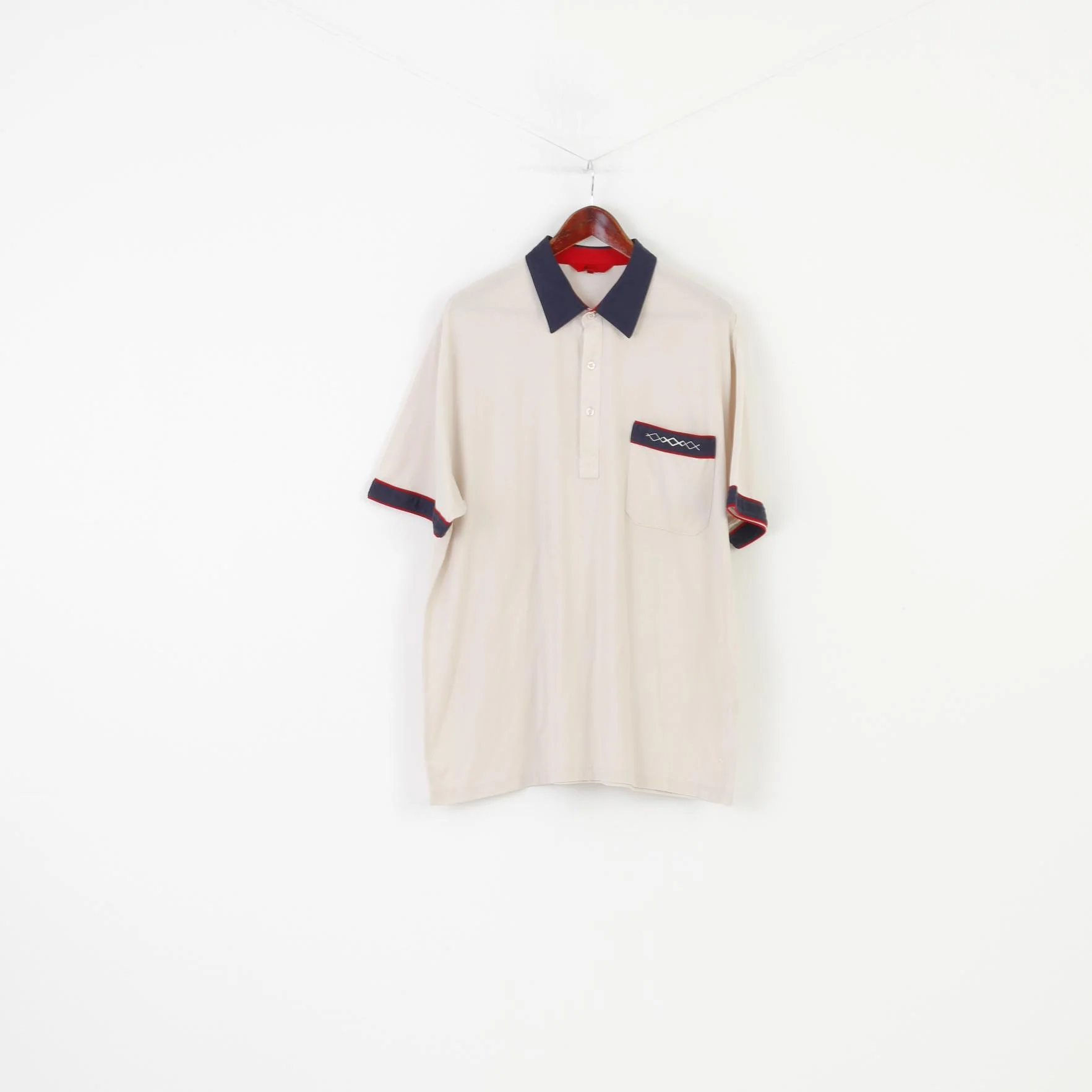 Gabicci Men 2XL Polo Shirt Cream Collar Cotton Short Sleeve Pocket Top