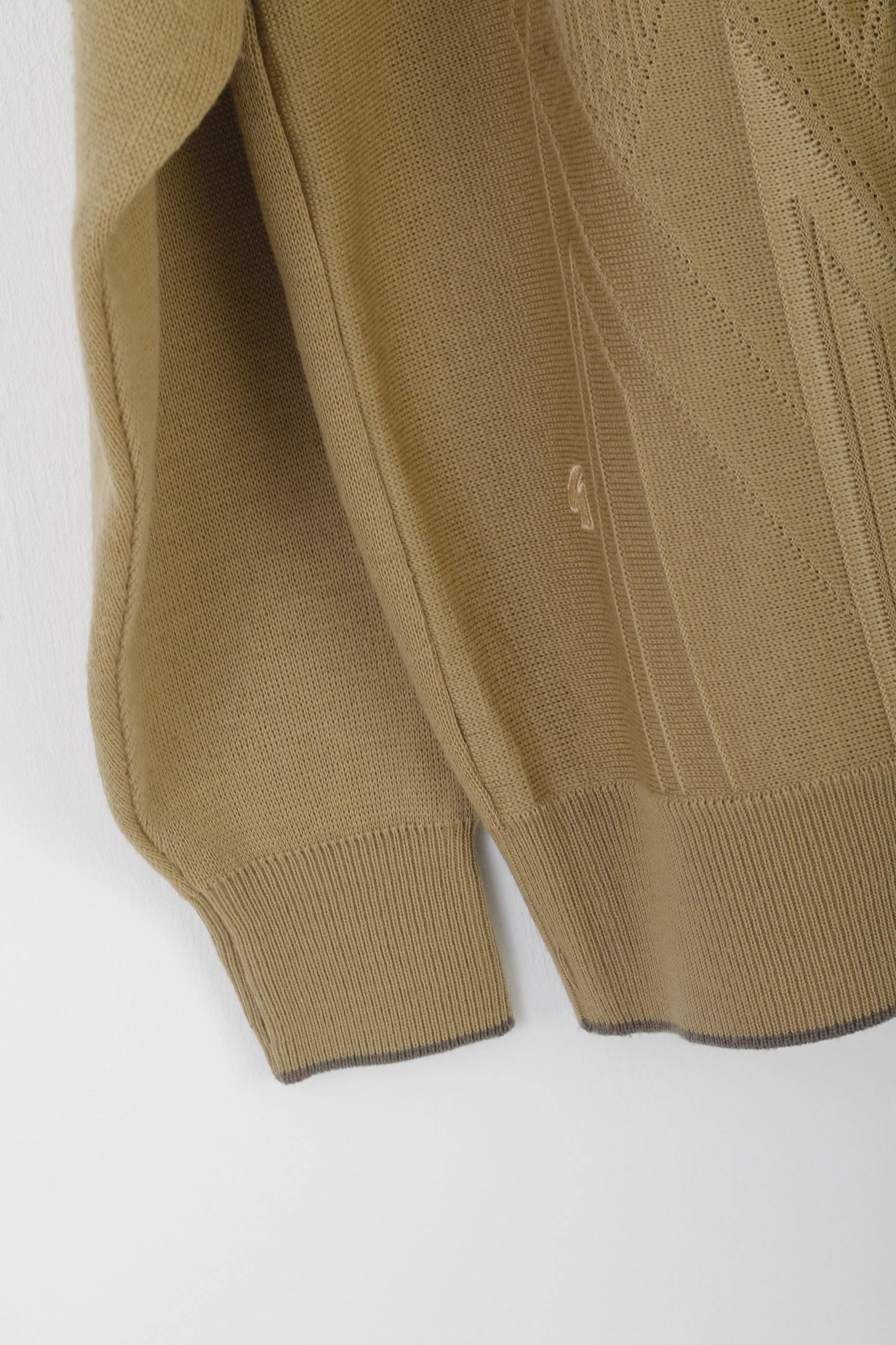 Gabicci Men M Jumper Beige Wool Acrylic Blend V Neck Retro Classic Sweater - Image 4