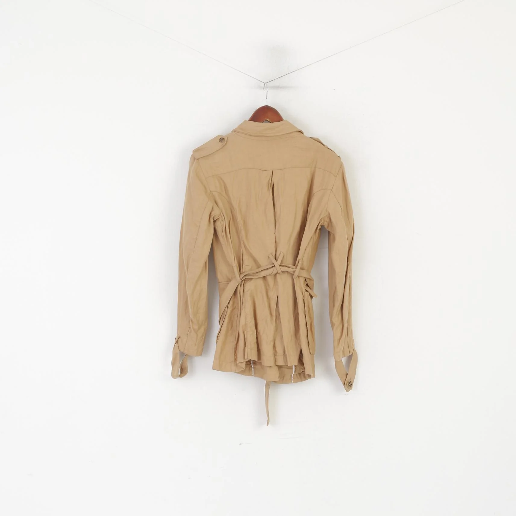 GANT Collection Women 42 16 M Jacket Camel 100% Linen Belted Lightweight Top - Image 8