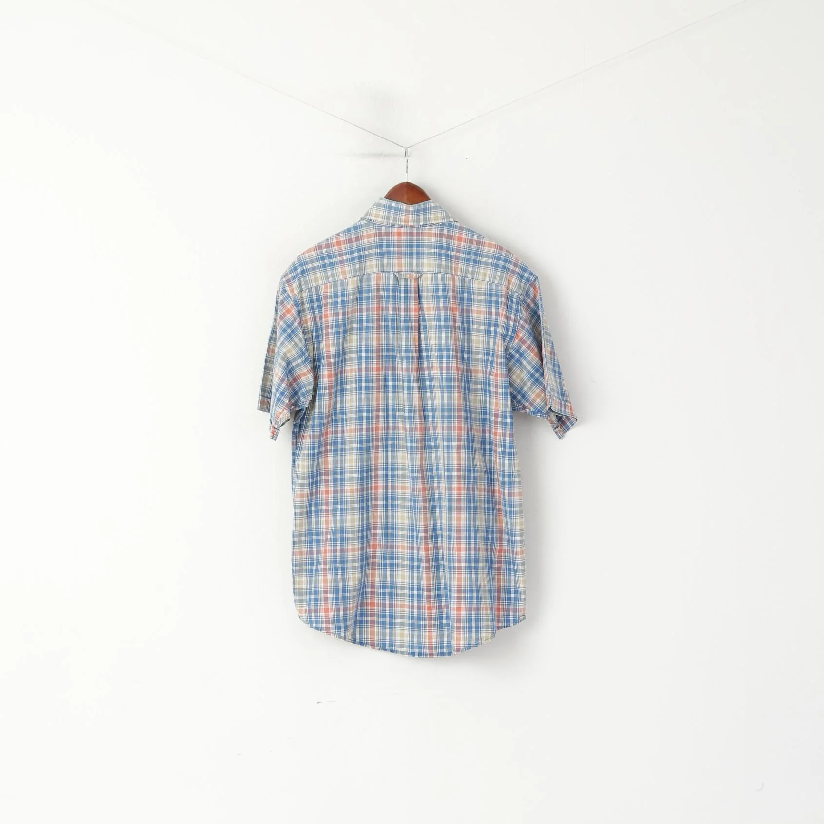 Gant Men L Casual Shirt Blue Check Key West Indigo Sport Fit Short Sleeve Top - Image 7