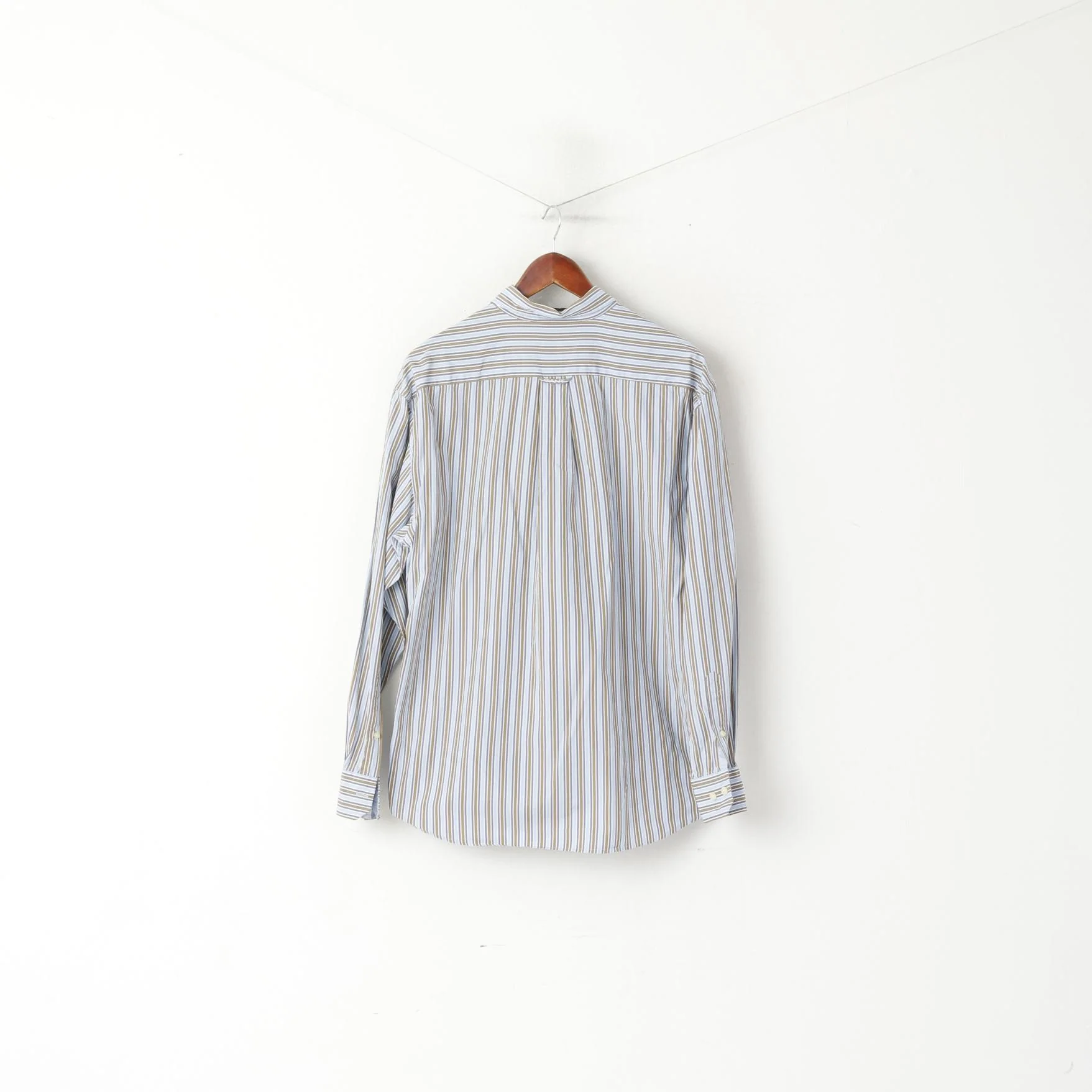 GANT Men L Casual Shirt Blue Striped Cotton Regular Fit Liberty Bell Poplin Top - Image 7