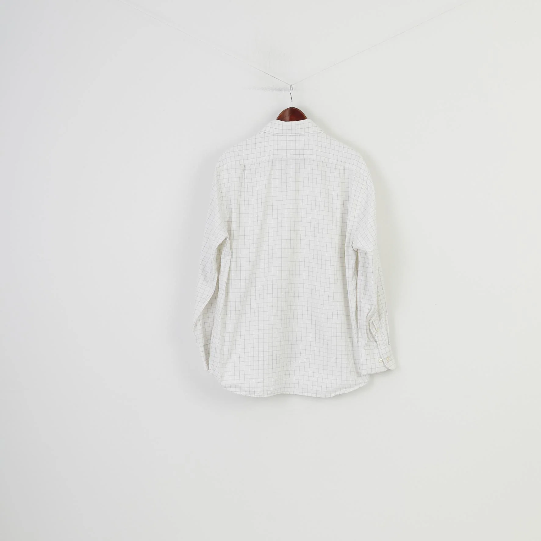 Gant Men L Casual Shirt Checkered Cream Fit Cotton Collar Long Sleeve Luxury Oxford Top - Image 6