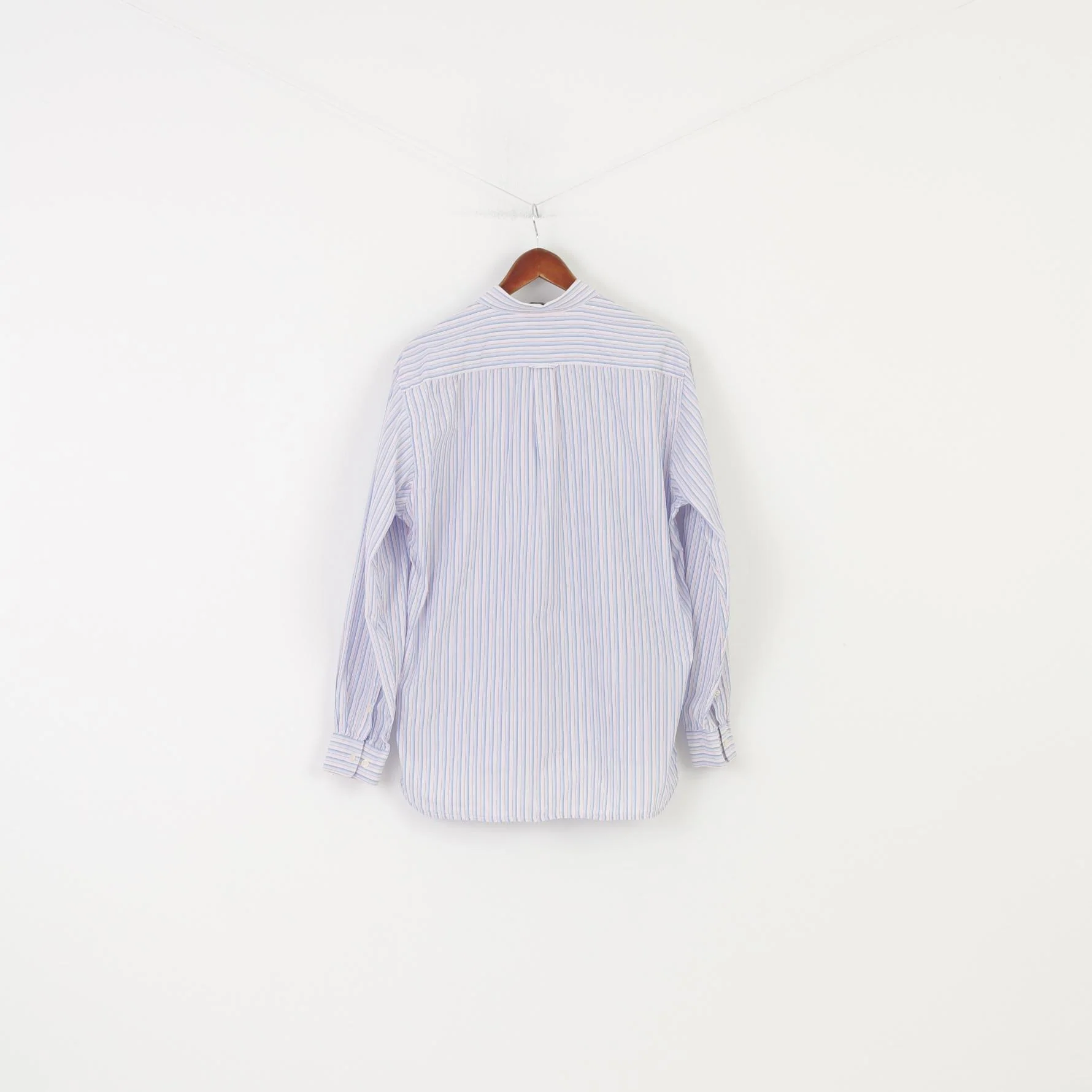 Gant Men L Casual Shirt Striped Blue Pink Regular Fit Collar Cotton Vineyard Poplin Top - Image 8