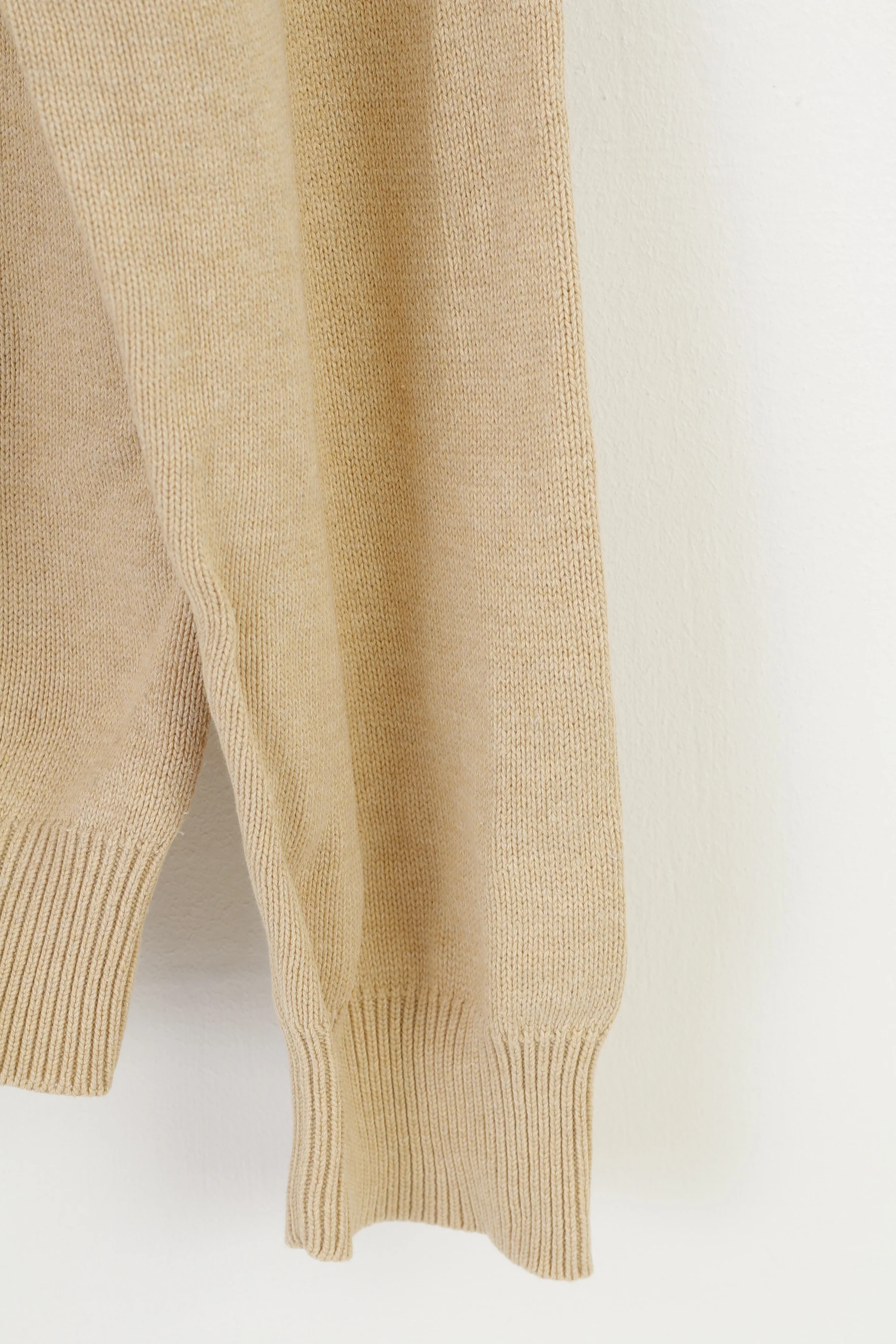 Gant Men L Jumper Beige Cotton V Neck Long Sleeve Classic Vintage Top - Image 3