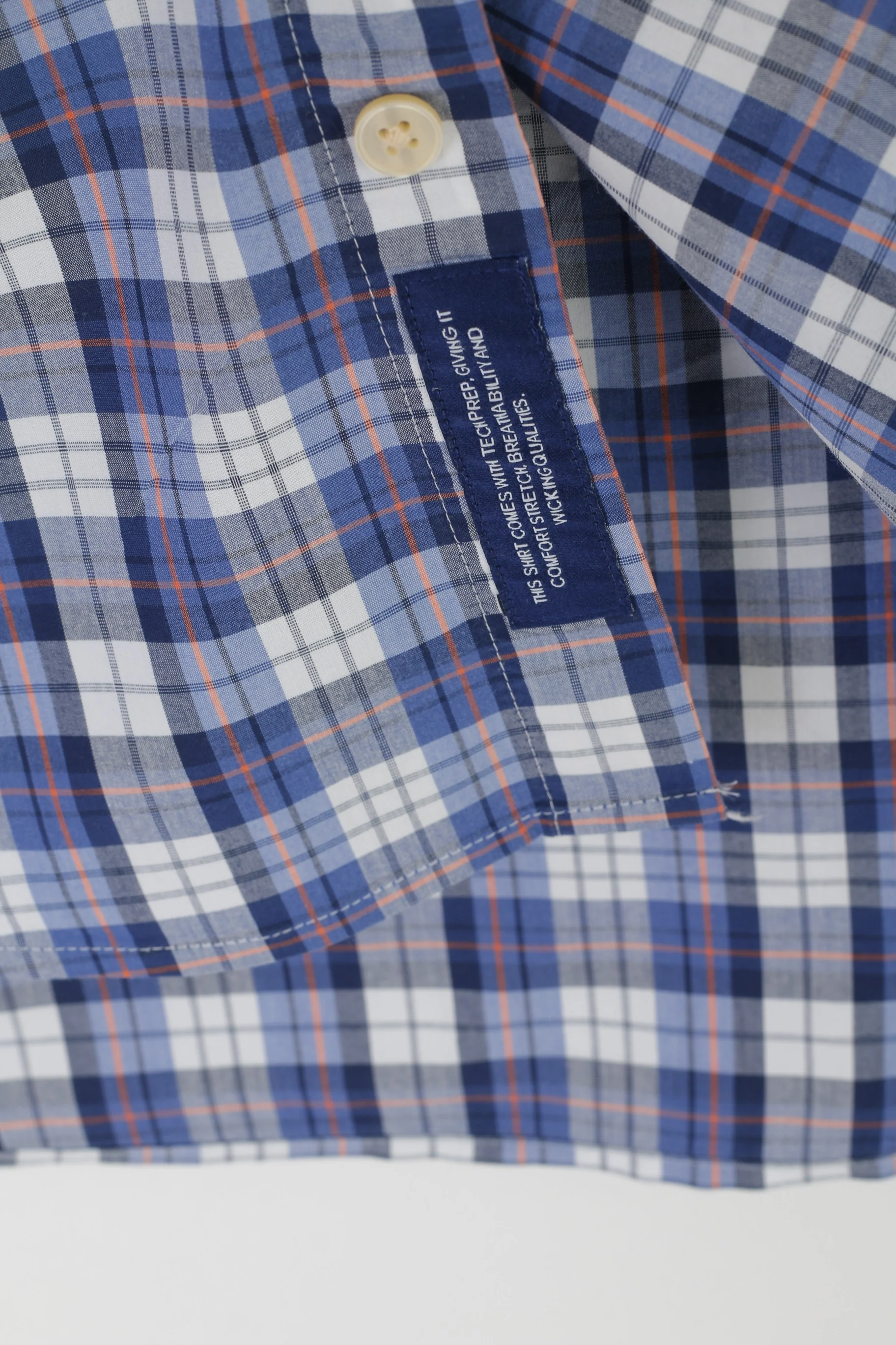GANT Men M Casual Shirt Blue Check Cotton Short Sleeve Tech Prep Regular Top - Image 4
