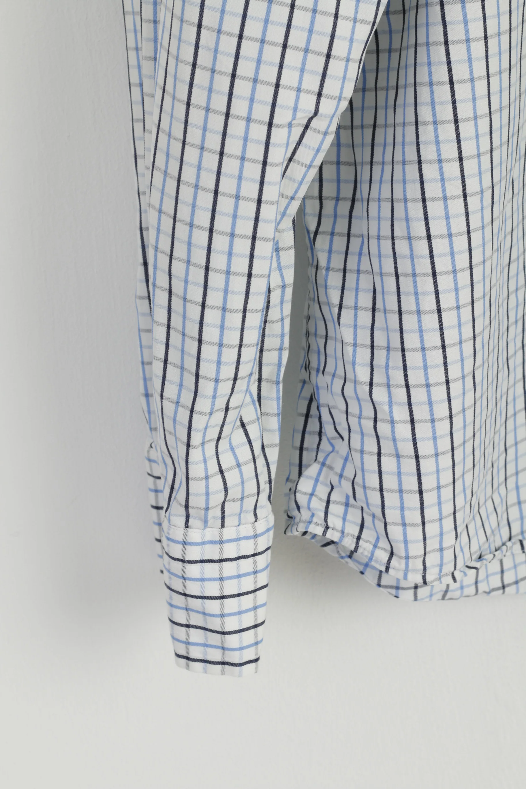 GANT Men M Casual Shirt White Blue Check Pinpoint Twill Regular Fit Top - Image 3