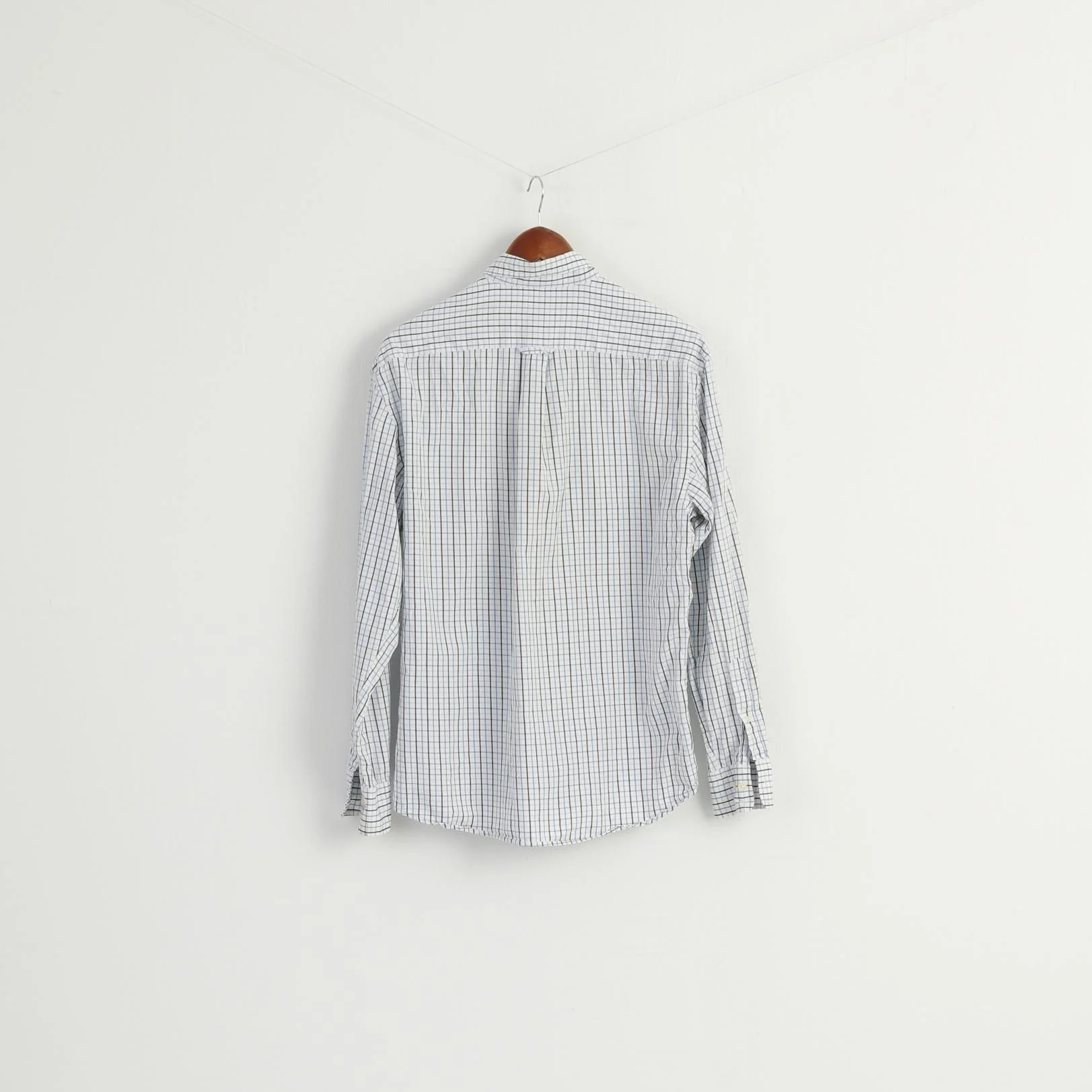 GANT Men M Casual Shirt White Blue Check Pinpoint Twill Regular Fit Top - Image 6