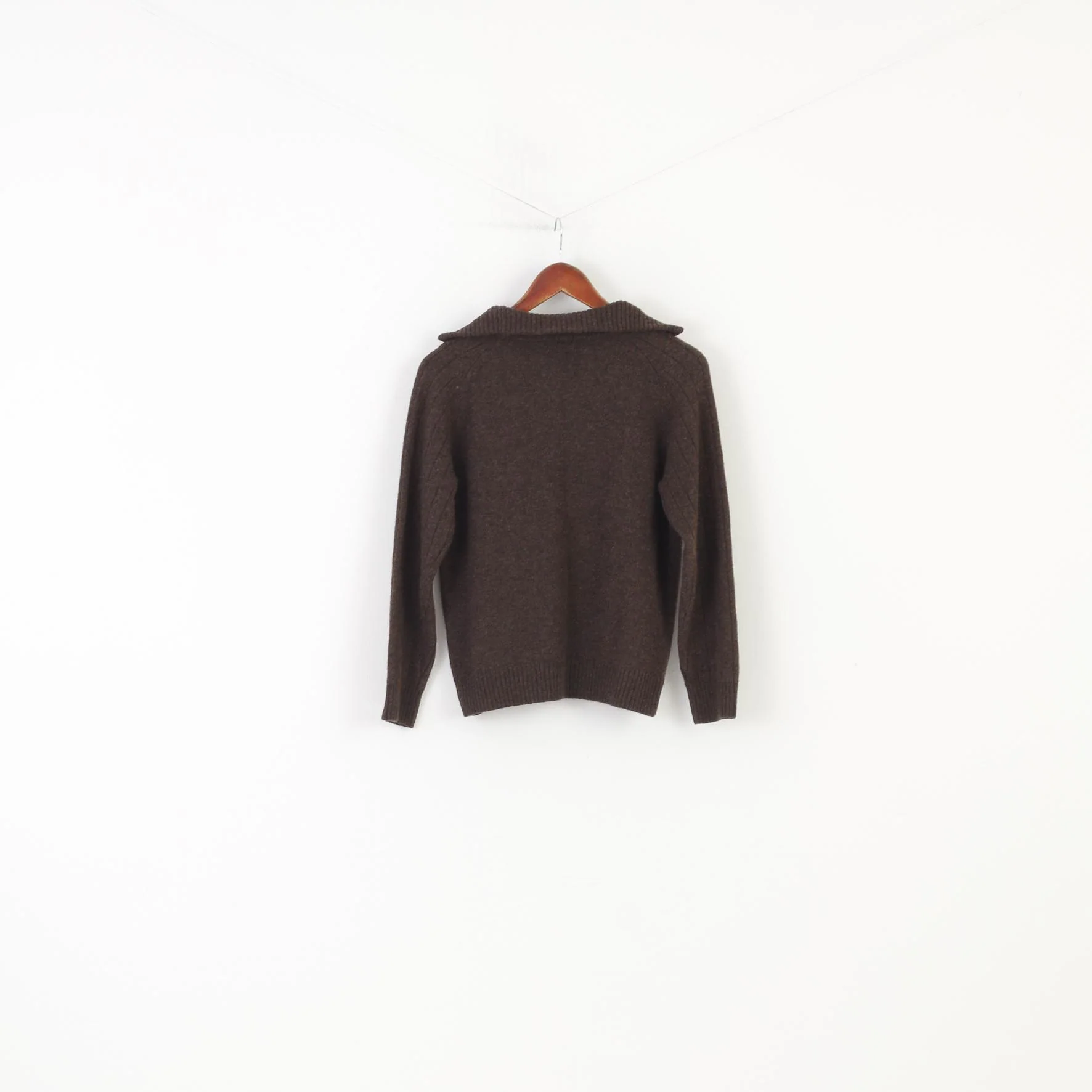 Gant Men M S Jumper Brown Zip Neck Long Sleeve Lambs Wool Winter Top - Image 7
