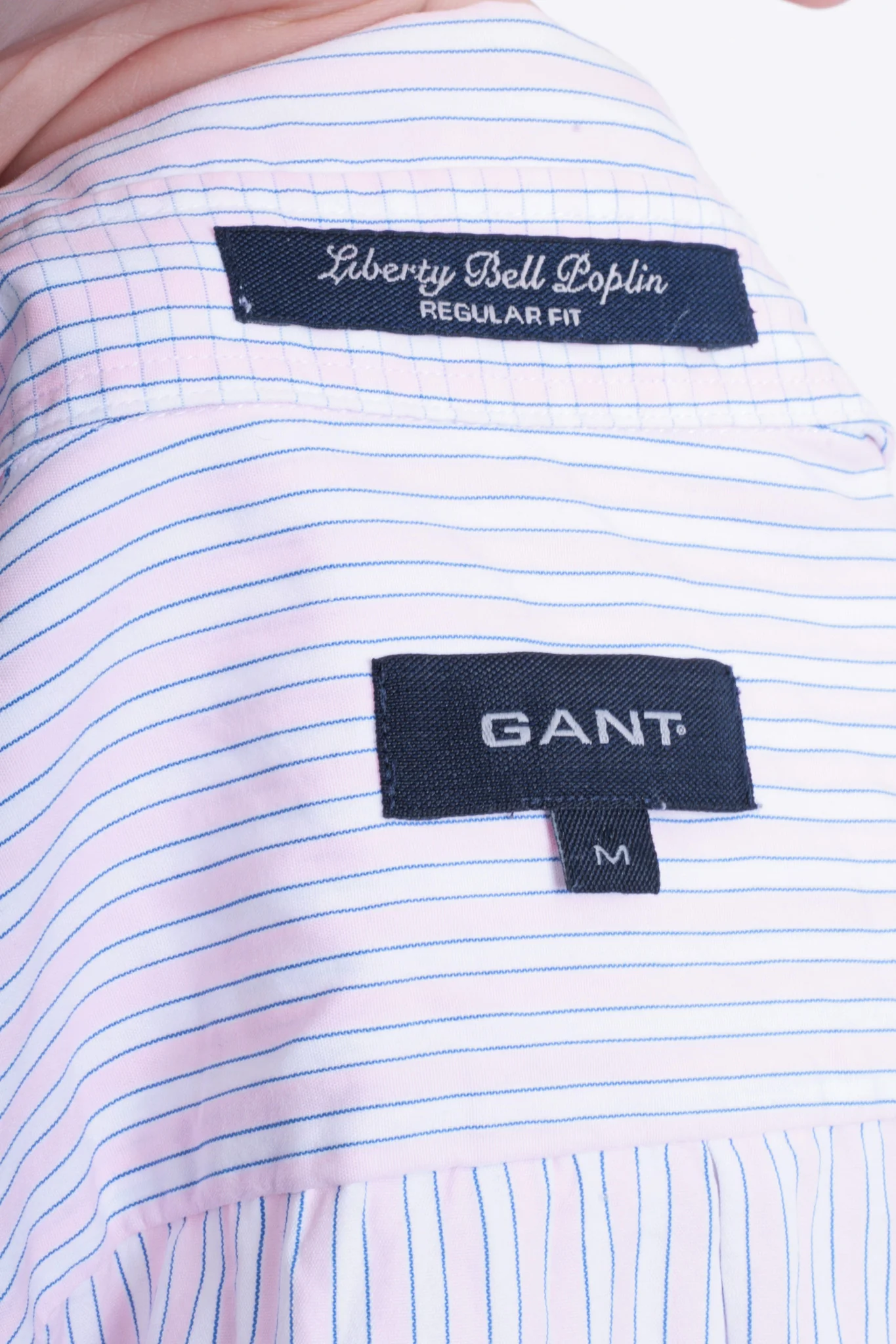 Gant Mens M Casual Shirt Striped White Cotton Liberty Bell Poplin Regular Fit - Image 4