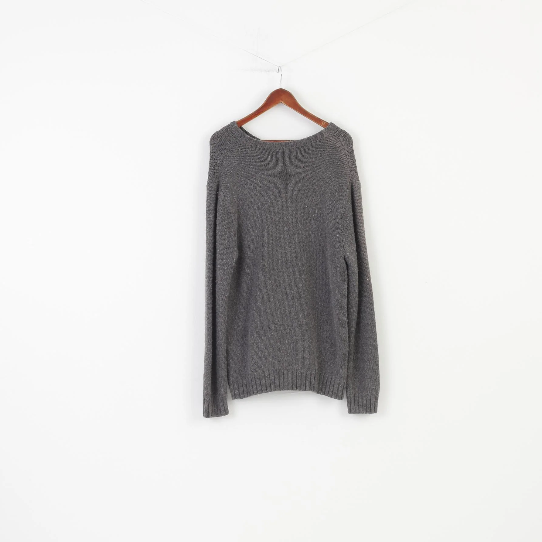 Gant Woman XL Jumper Grey Long Sleeve Cotton Winter Vintage Crew Neck Classic Top - Image 6