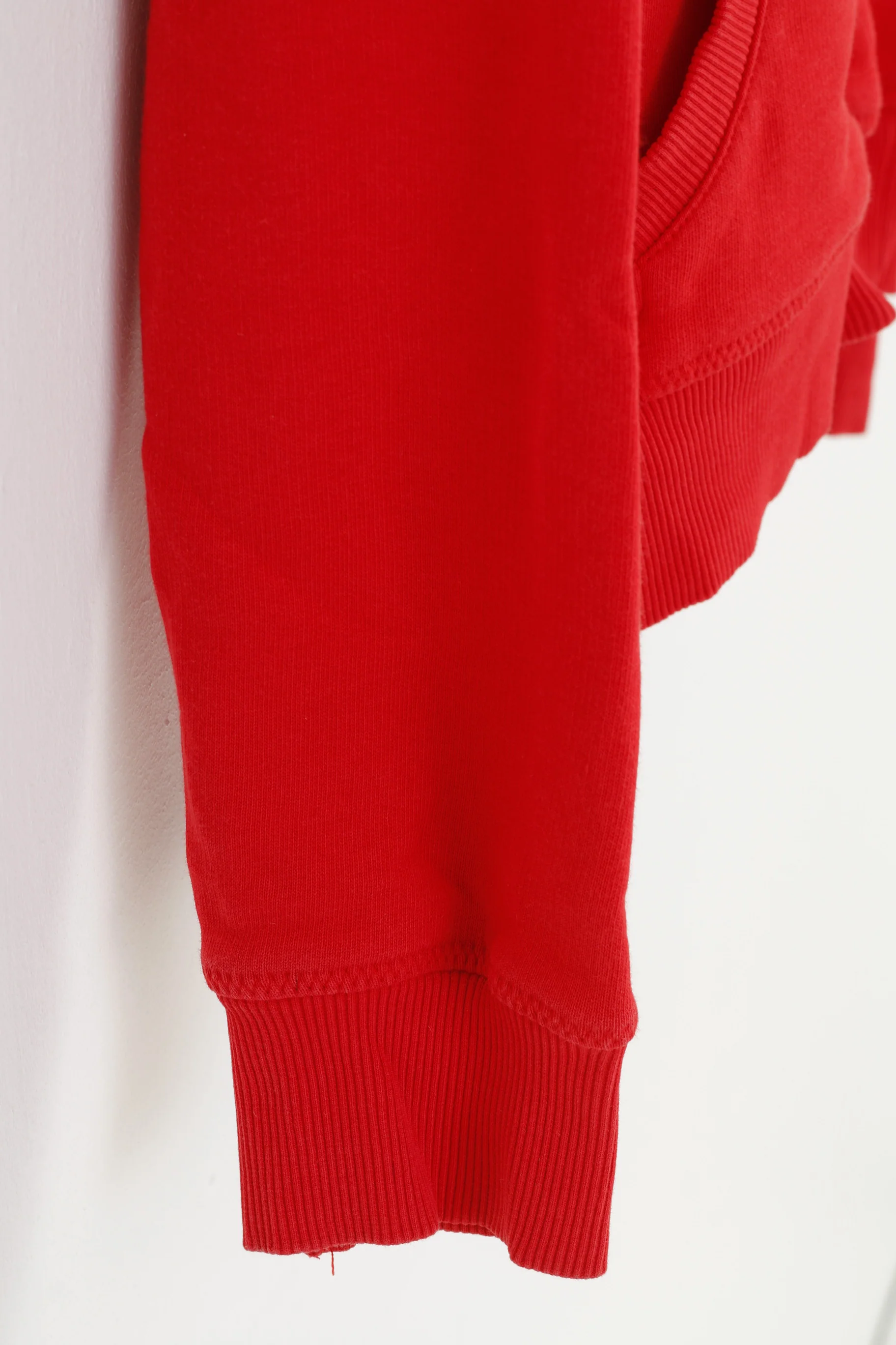 Gant Women M Sweatshirt Red Hooded Full Zipper Cotton Vintage Training Hoodie Top - Image 3