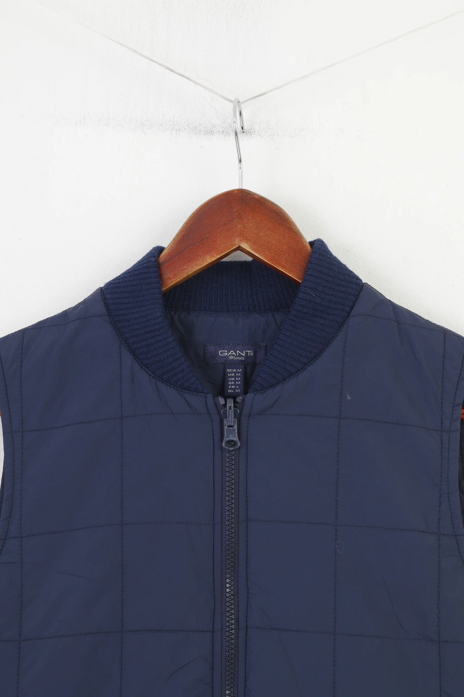 Gant Women M Vest Navy Full Zipper Bodywarmer Lightweight Collar Sleeveless Vintage Top - Image 2