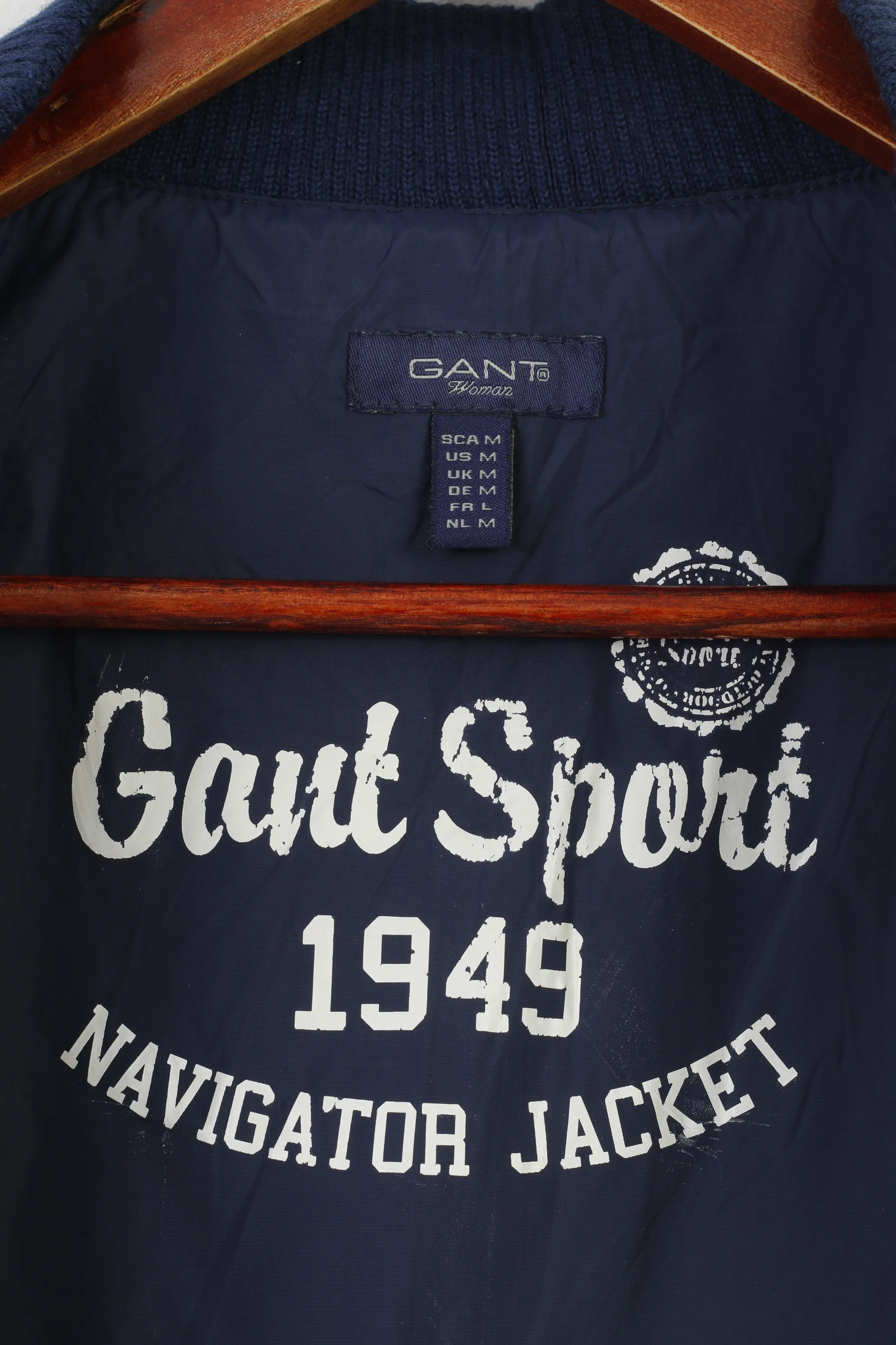 Gant Women M Vest Navy Full Zipper Bodywarmer Lightweight Collar Sleeveless Vintage Top - Image 4