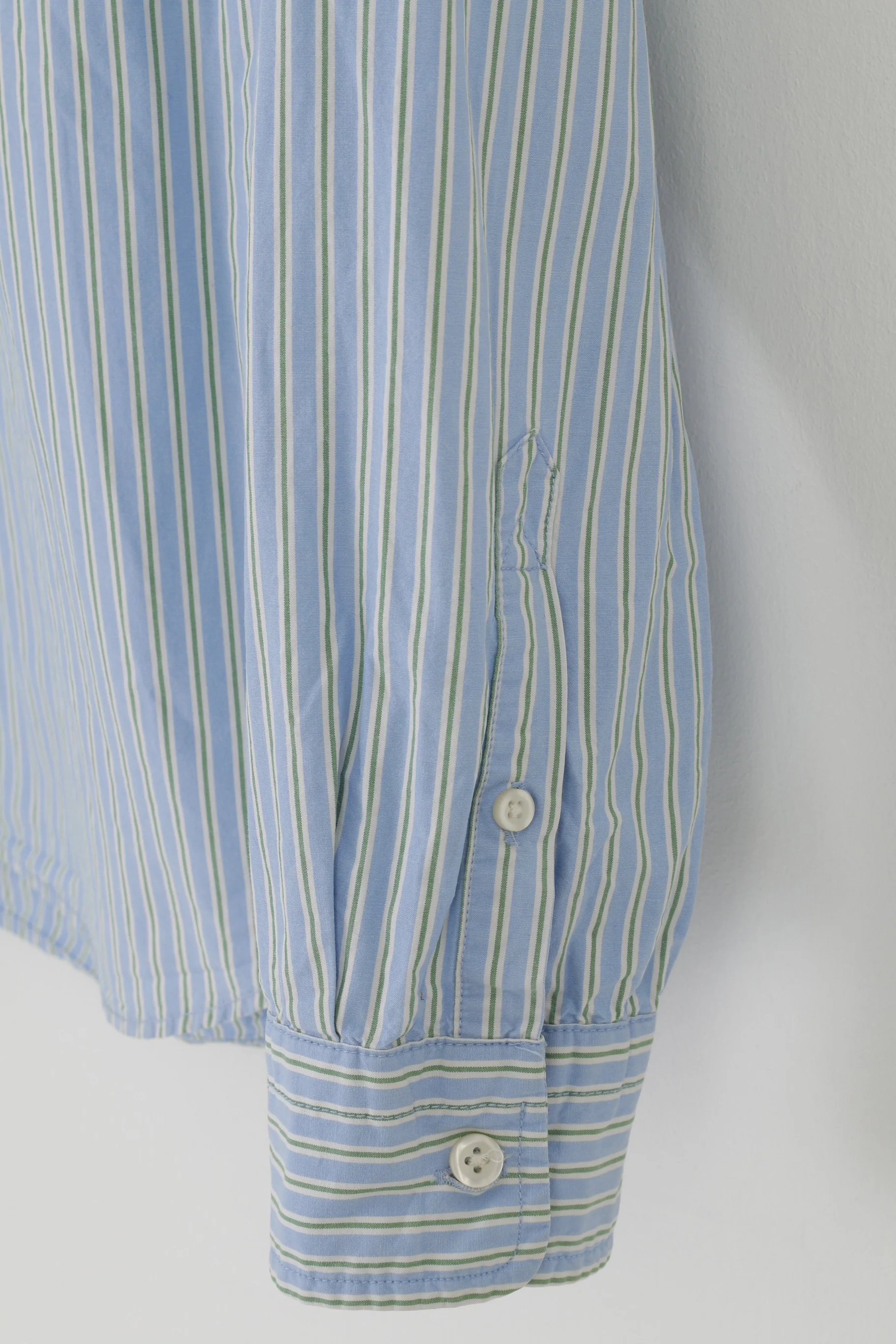 Gap Men M Casual Shirt Striped Blue Collar Long Sleeve Cotton Bottoms Top - Image 3