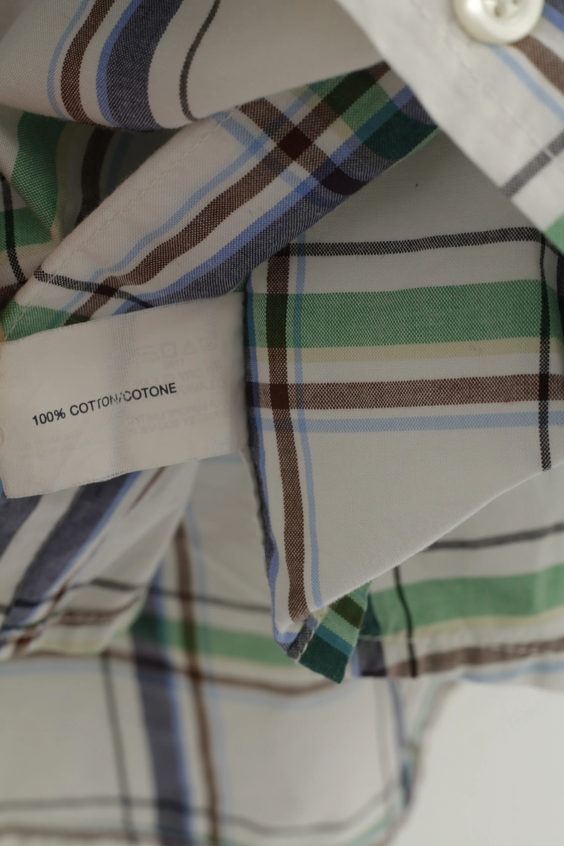 Gap Men XL Casual Shirt Classic Fit Checkered White Long Sleeve Cotton Collar Top - Image 5
