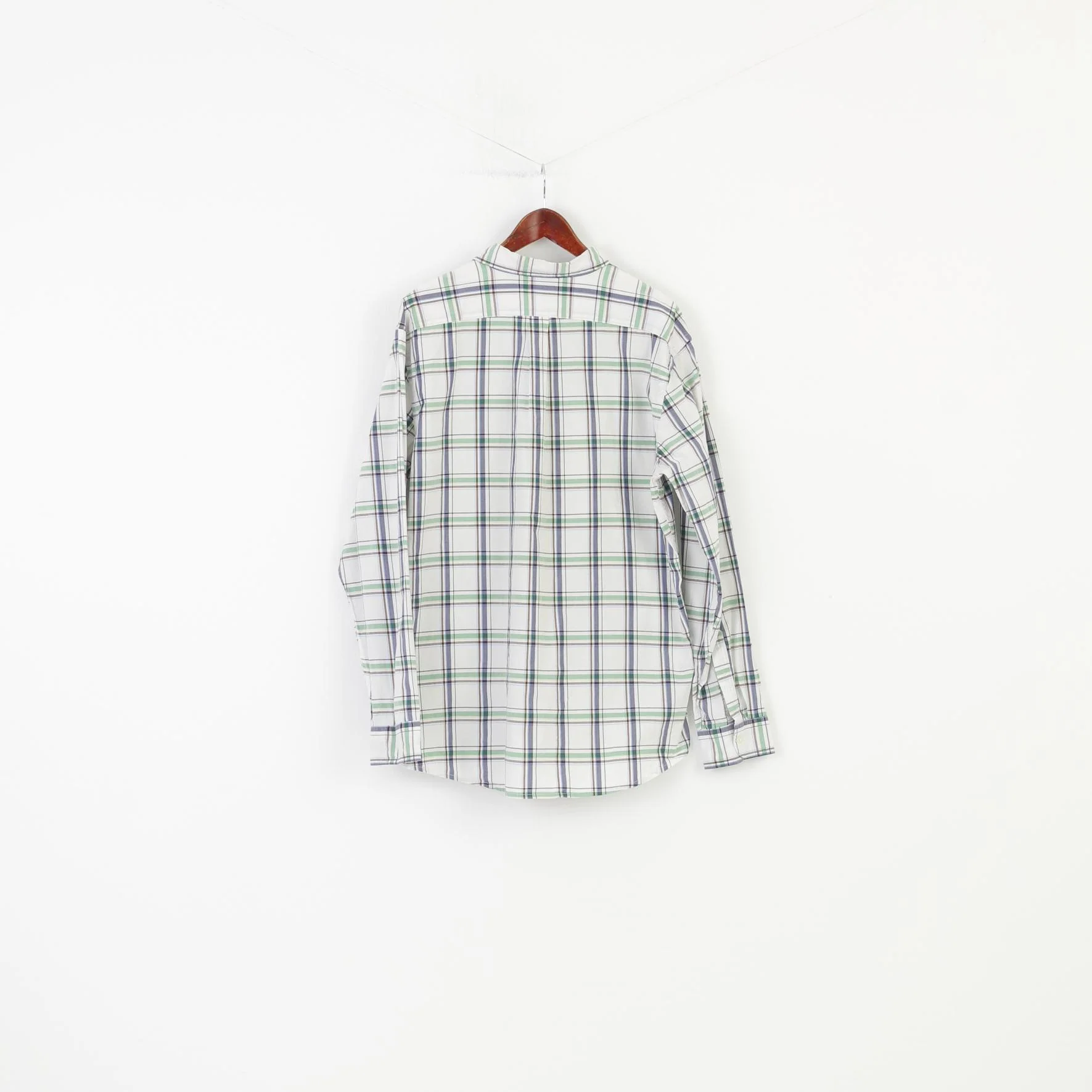 Gap Men XL Casual Shirt Classic Fit Checkered White Long Sleeve Cotton Collar Top - Image 7