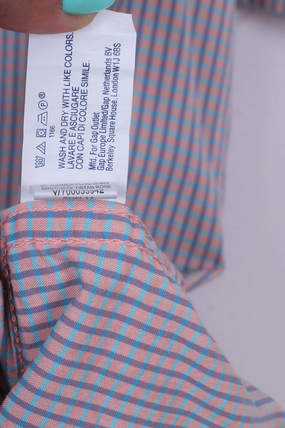 Gap Mens M Casual Shirt Short Sleeve Classic Fit Mini Check Tibtan Rose Summer Top - Image 5
