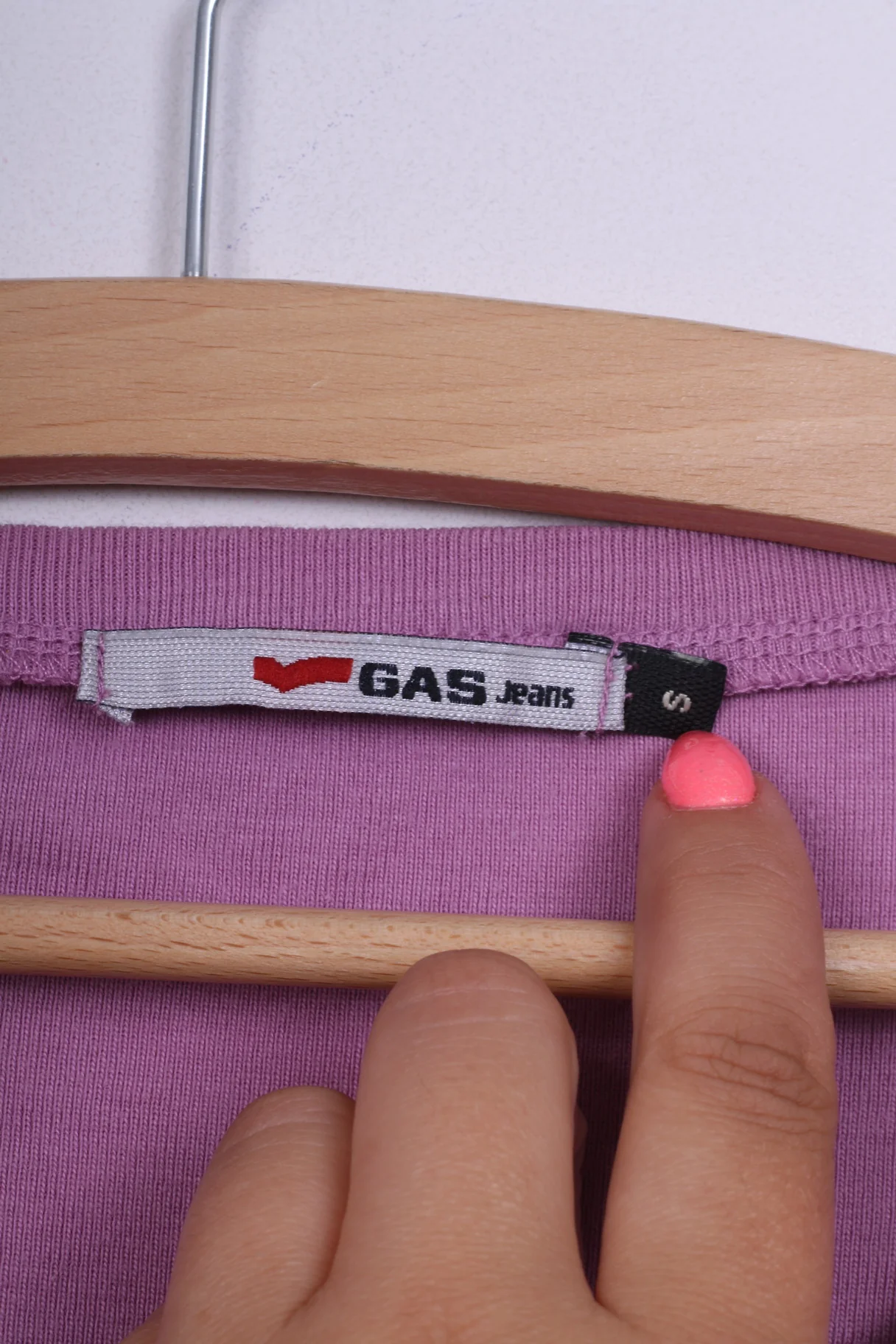 Gas Jeans Womens S Shirt Lilac Long Sleeve V Neck Cotton Popper Button - Image 4