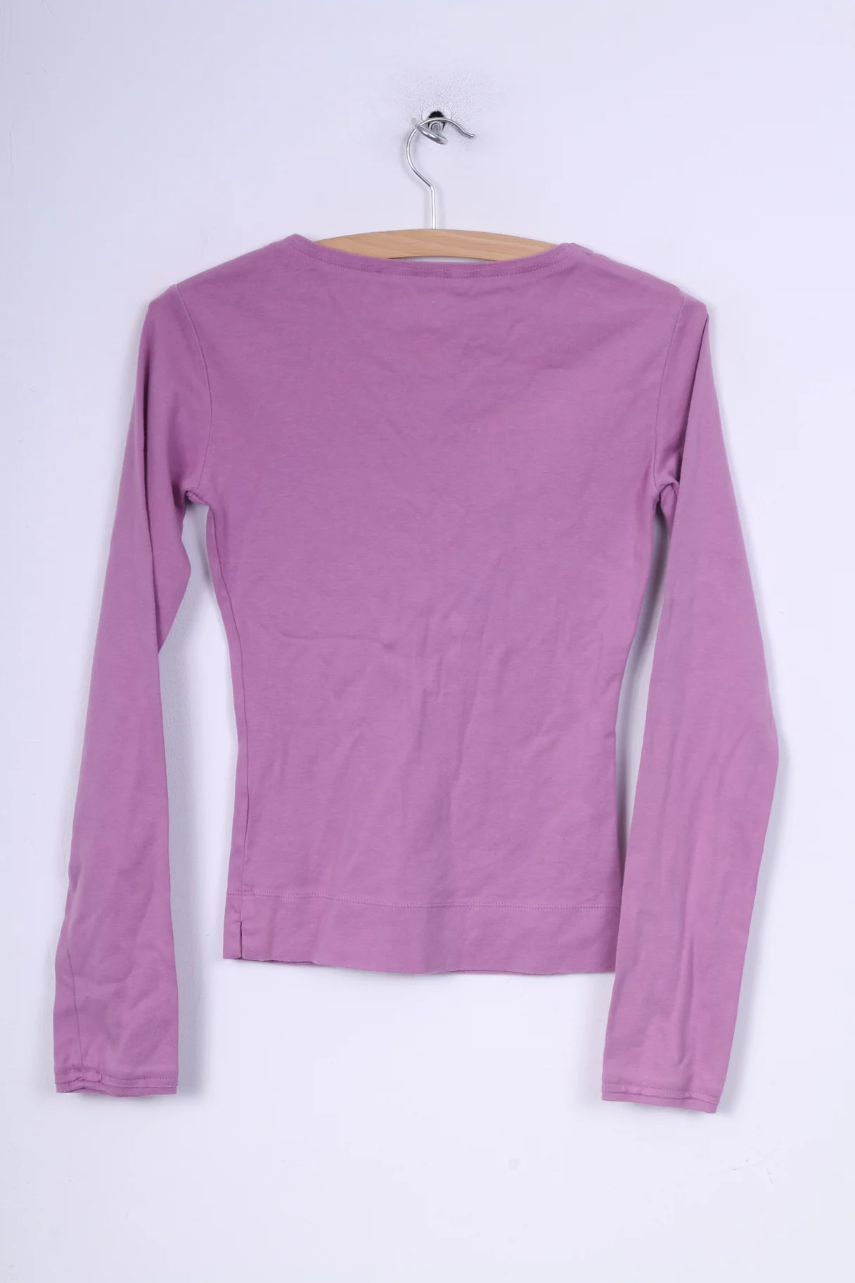 Gas Jeans Womens S Shirt Lilac Long Sleeve V Neck Cotton Popper Button - Image 6