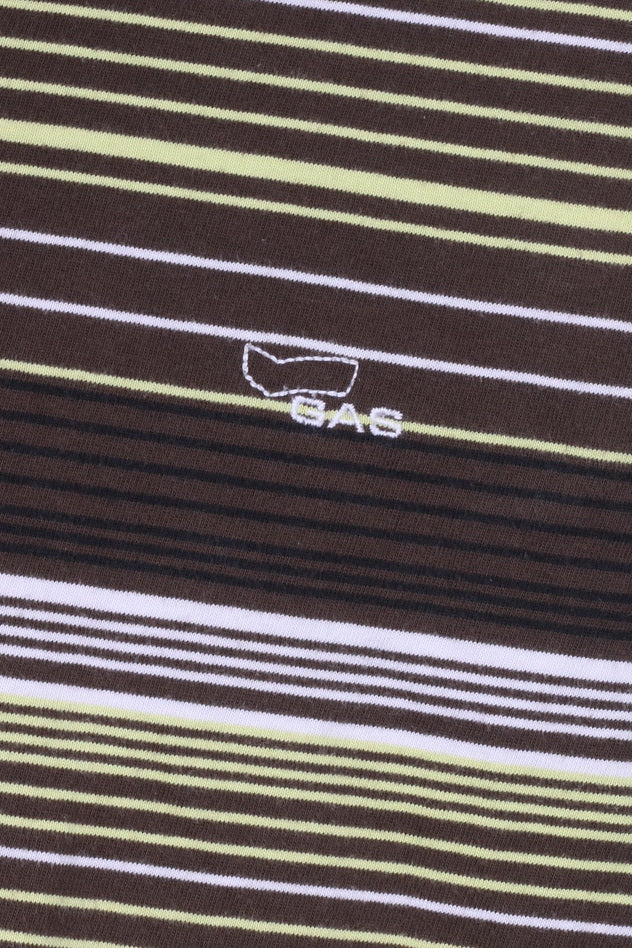 Gas Mens S Polo Shirt Brown Striped Long Sleeve Cotton - Image 3