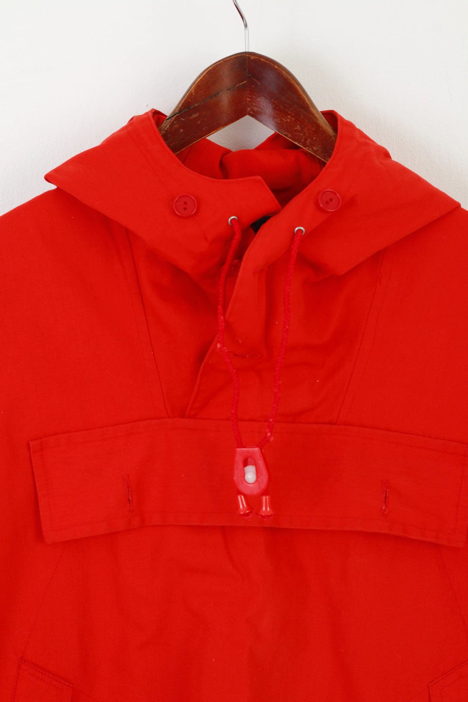 Geilo Men S Jacket Red Cotton Pullover Anorak Vintage 80s Outdoor Kangaroo Pocket Top - Image 2