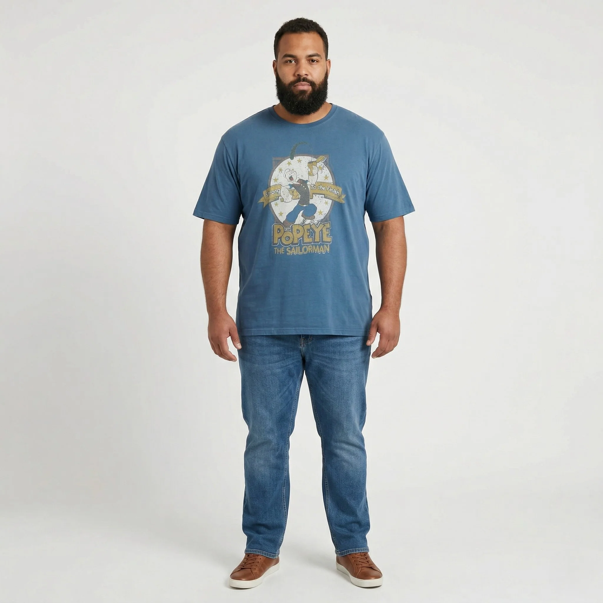 George Men XXL T-Shirt Sea Green Popeye The Sailor Cotton Graphic Crew Neck Top