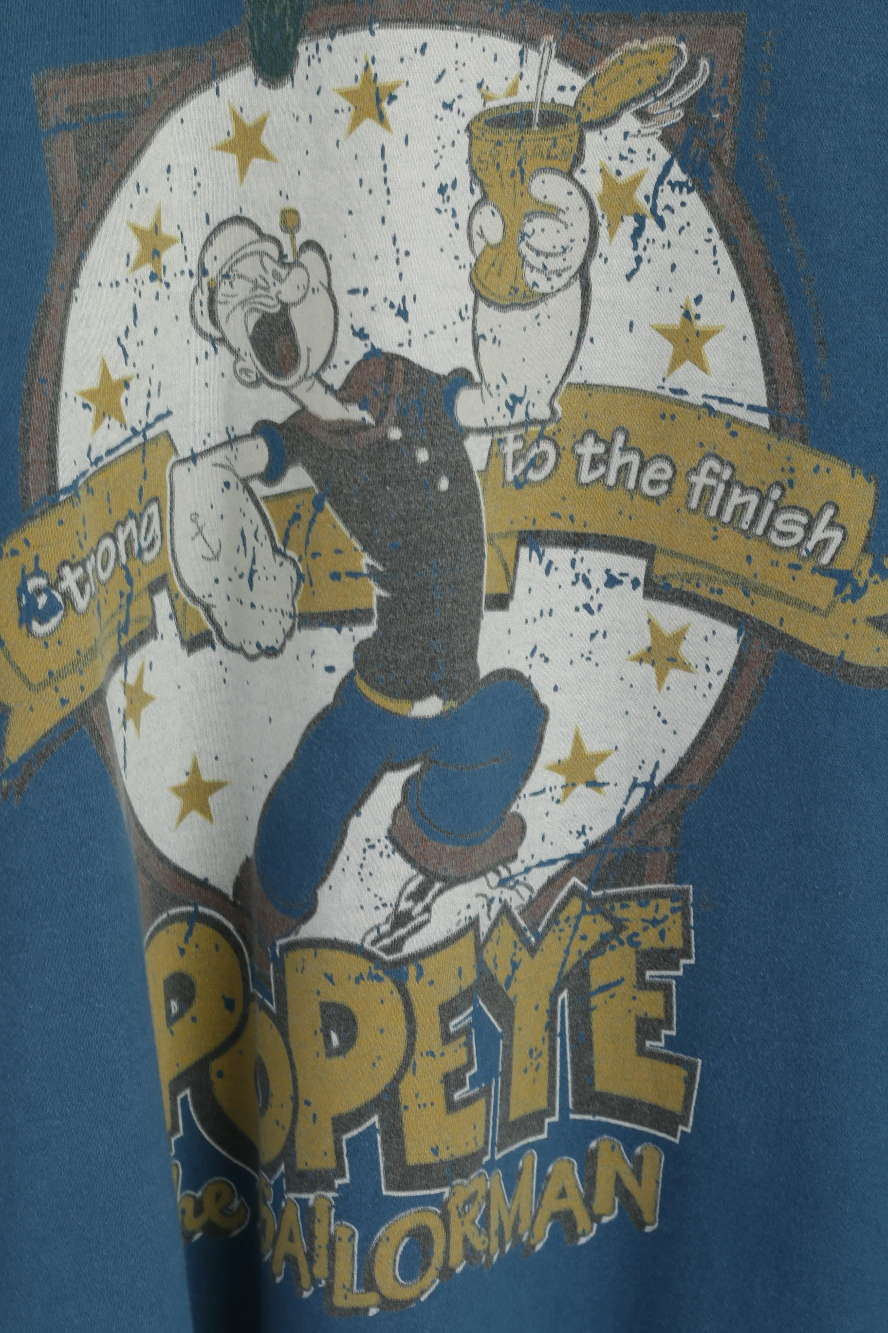 George Men XXL T-Shirt Sea Green Popeye The Sailor Cotton Graphic Crew Neck Top - Image 4