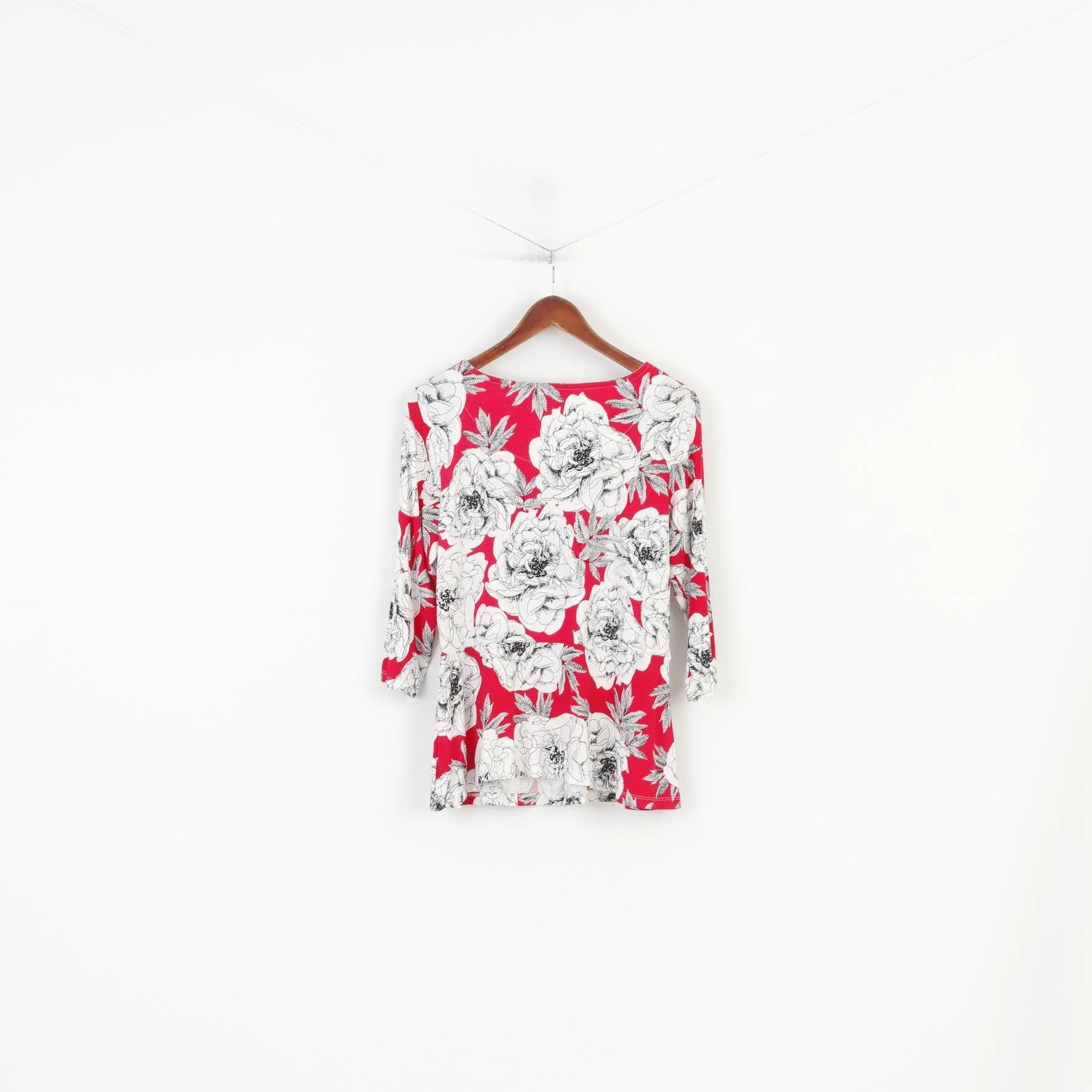 George Women 16 44 XL Shirt Viscose White Flowers Crew Neck Top - Image 6