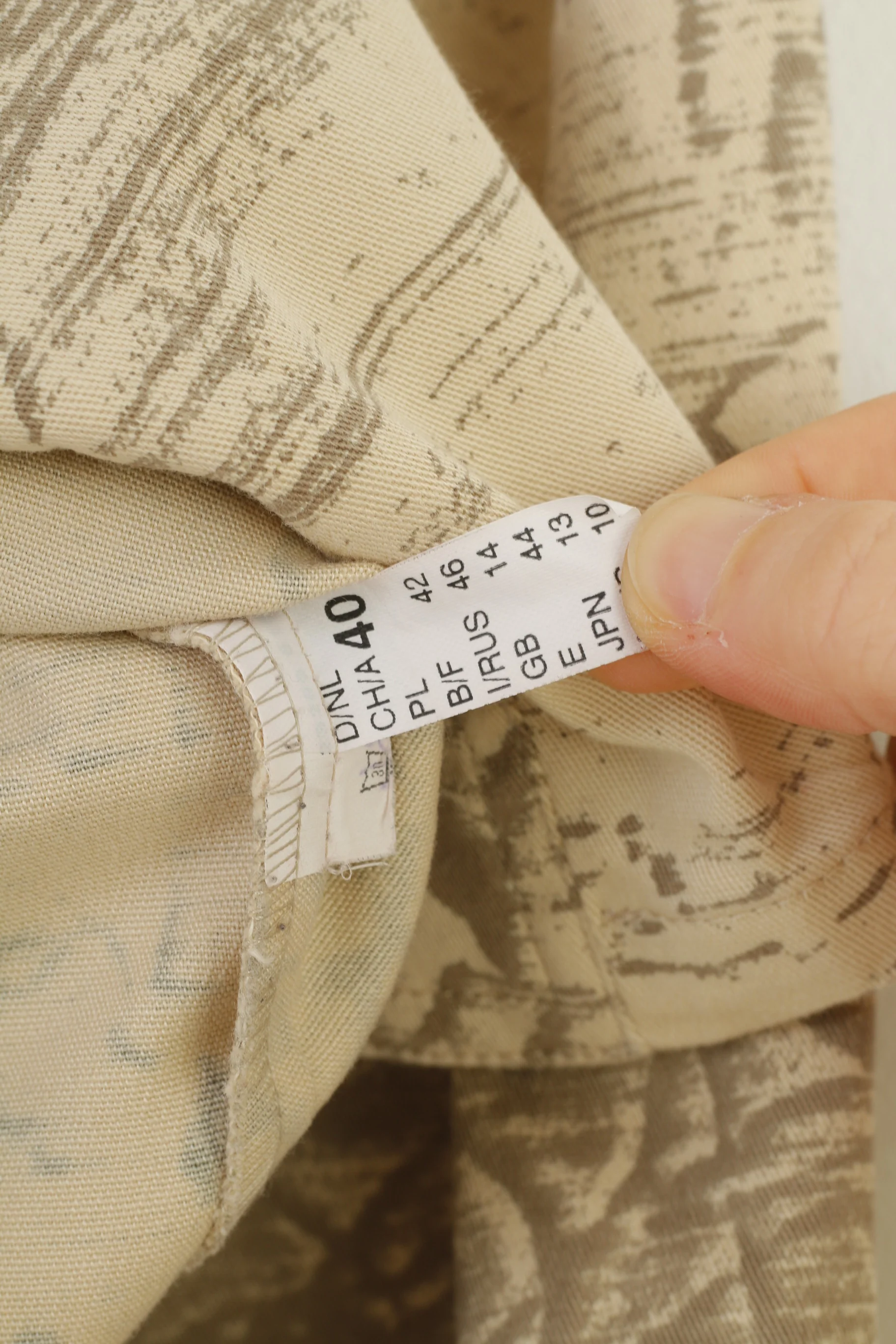 Gerry Weber Women 14 40 L Blazer Beige Cotton Western Printed Buttoned Country Collar Vintage Jacket - Image 7