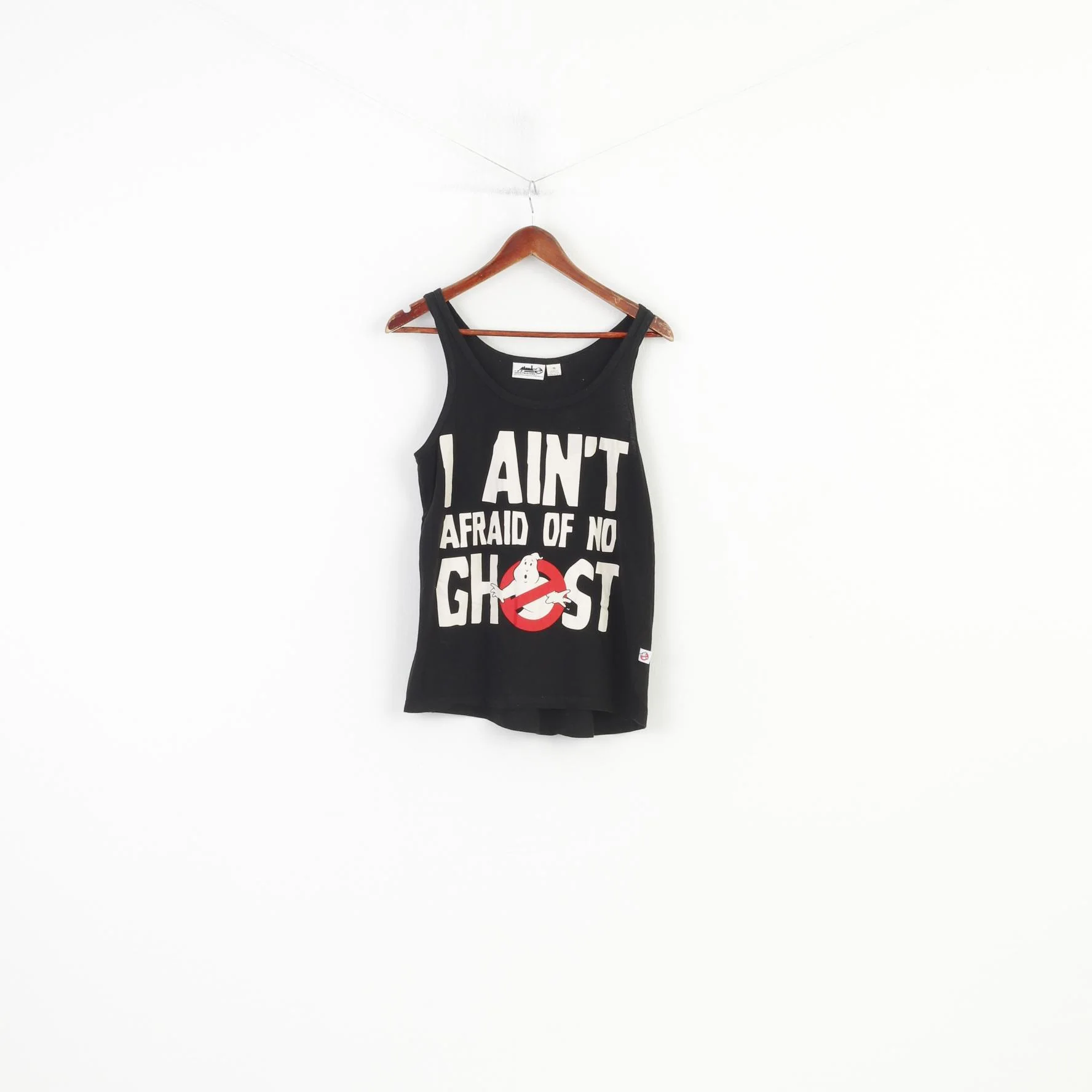 Ghostbusters Women XS Tank Top Shirt Vest Black Cotton Vintage Ghost Graphic Summer Top