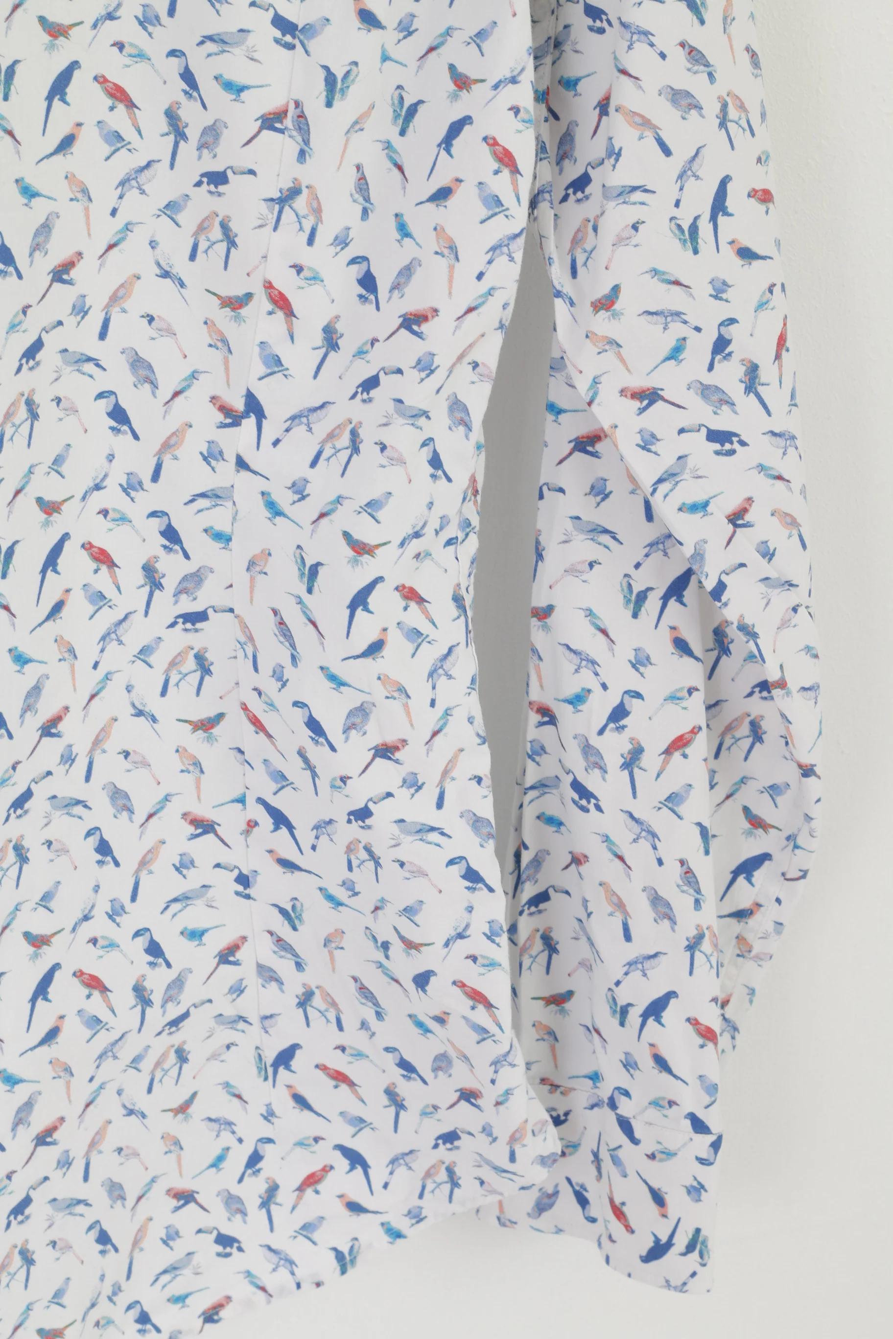 Giacomo Conti Men S Casual Shirt White Cotton Slim Fit Birds Printed Long Sleeve Top - Image 5