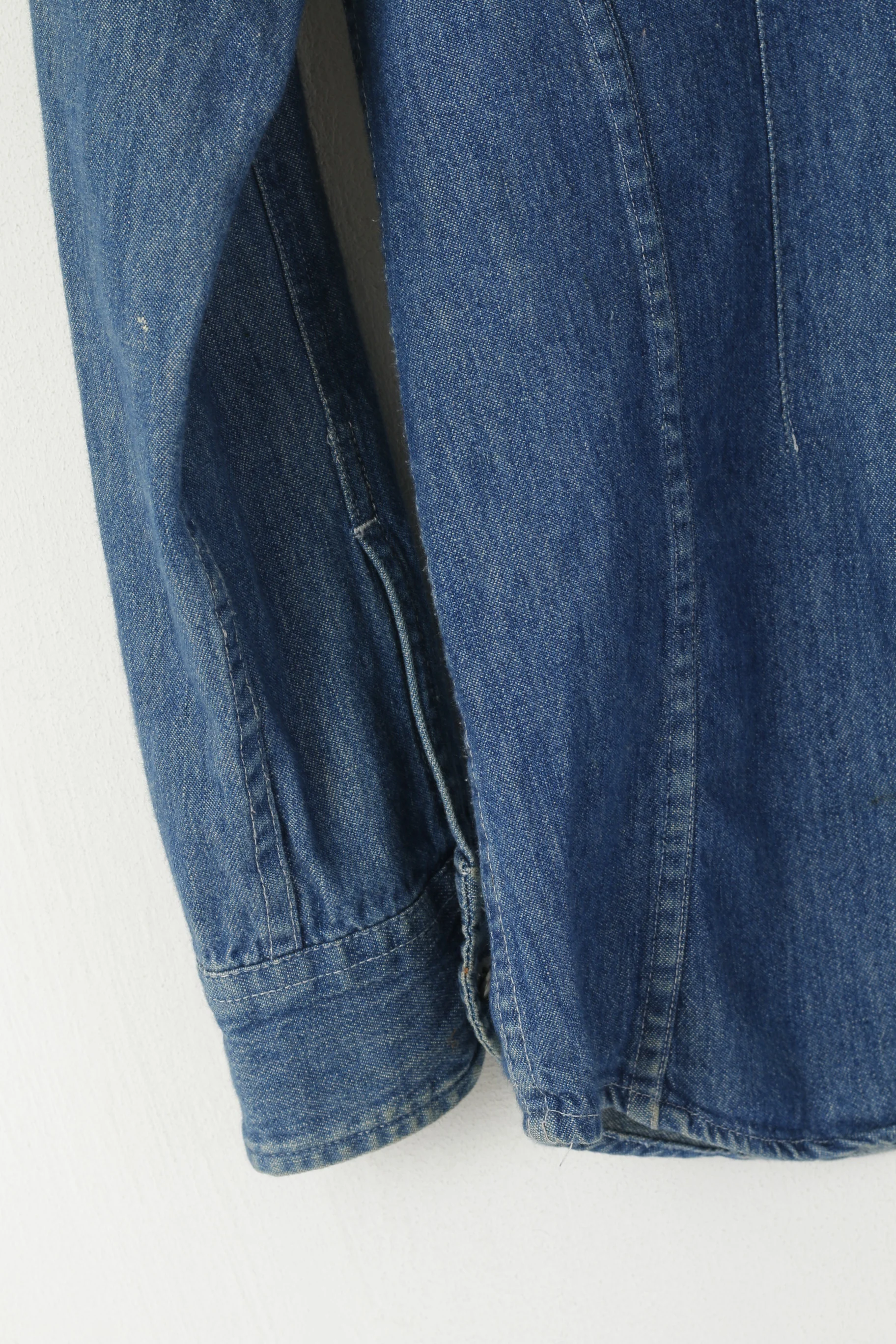Giani Feroti Women M Casual Shirt Blue Denim Cotton Long Sleeve Lady Line Top - Image 4