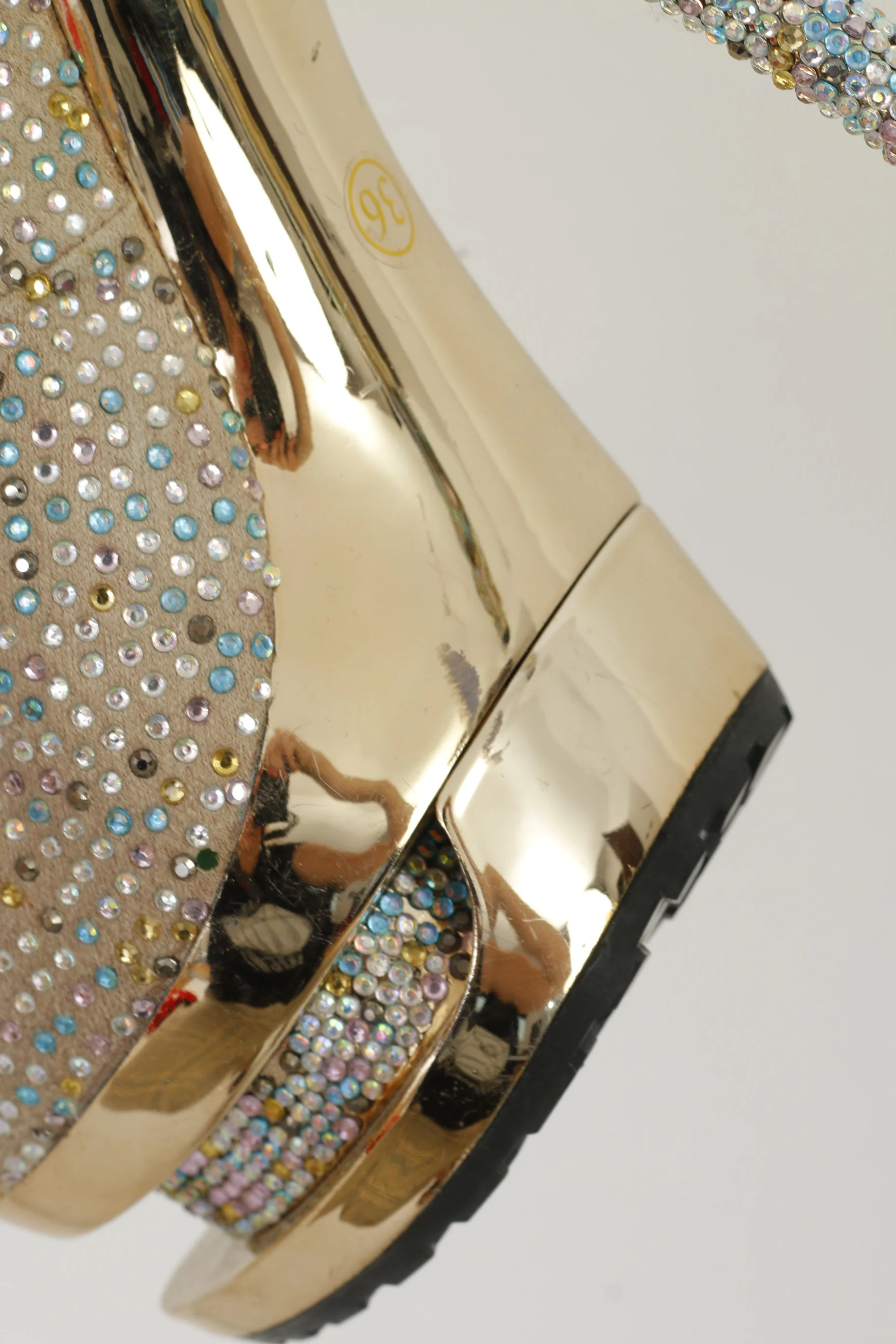 GIANMARCO LORENZI Couture Women 36 Toe Heels Beige Studded Diamonds - Image 9