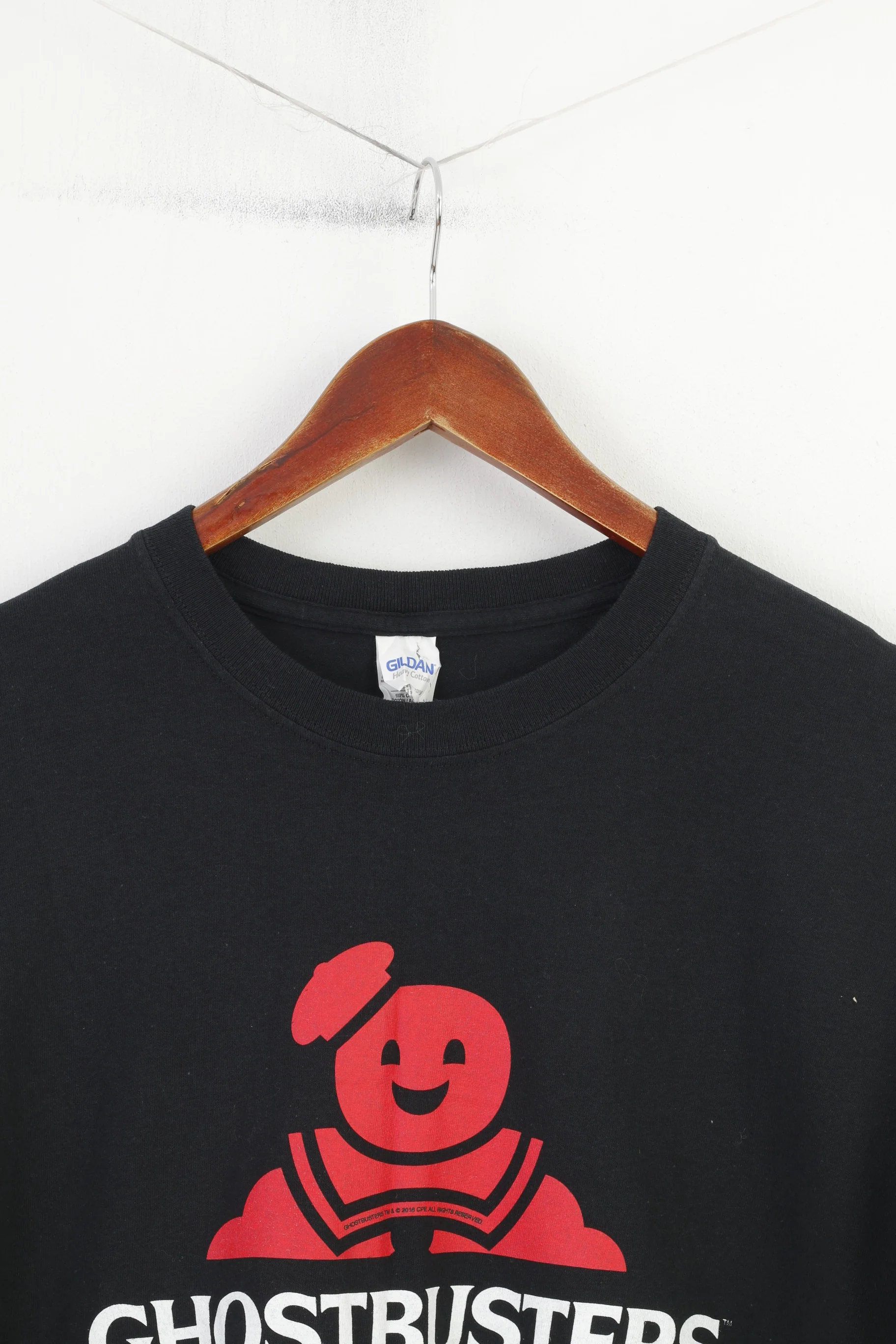 Gildan Men XL T-Shirt Black Cotton Graphic Ghostbusters Classic Crew Neck Shirt Top - Image 2