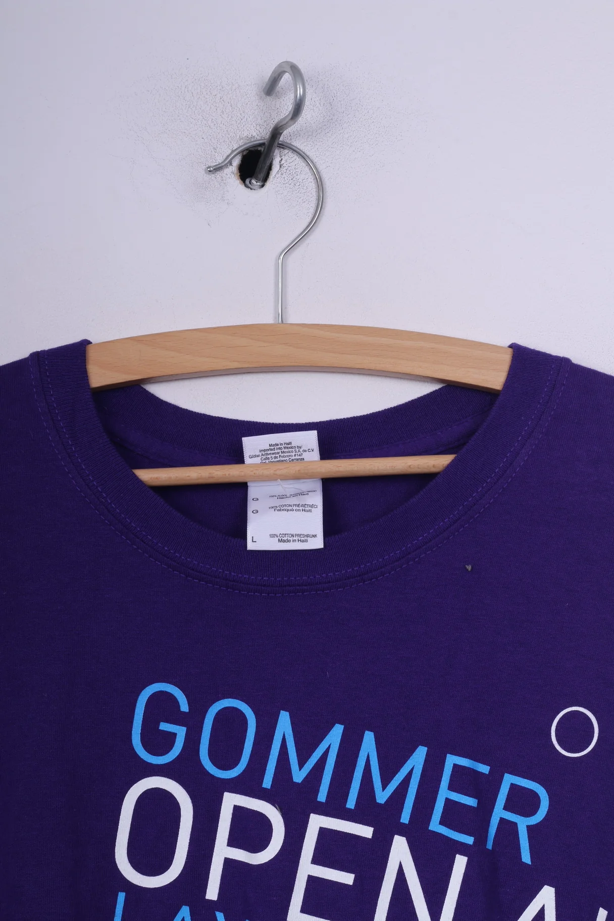 Gildan Ultra Cotton Mens L T-Shirt Graphic Purple Cotton Crew Neck Top - Image 2