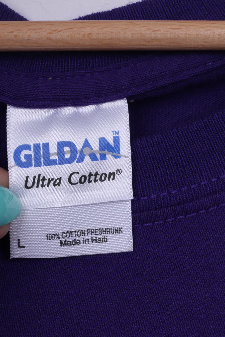 Gildan Ultra Cotton Mens L T-Shirt Graphic Purple Cotton Crew Neck Top - Image 3