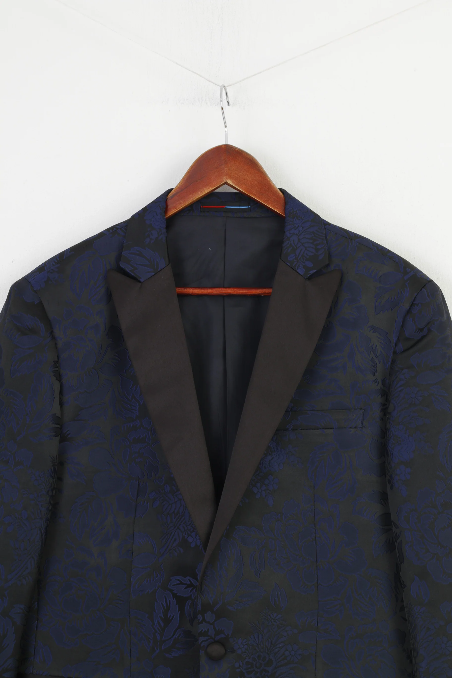Gilgavin Men 56  Blazer Navy Blue Flowers Classic Fasion  Breasted Jacket Top - Image 2