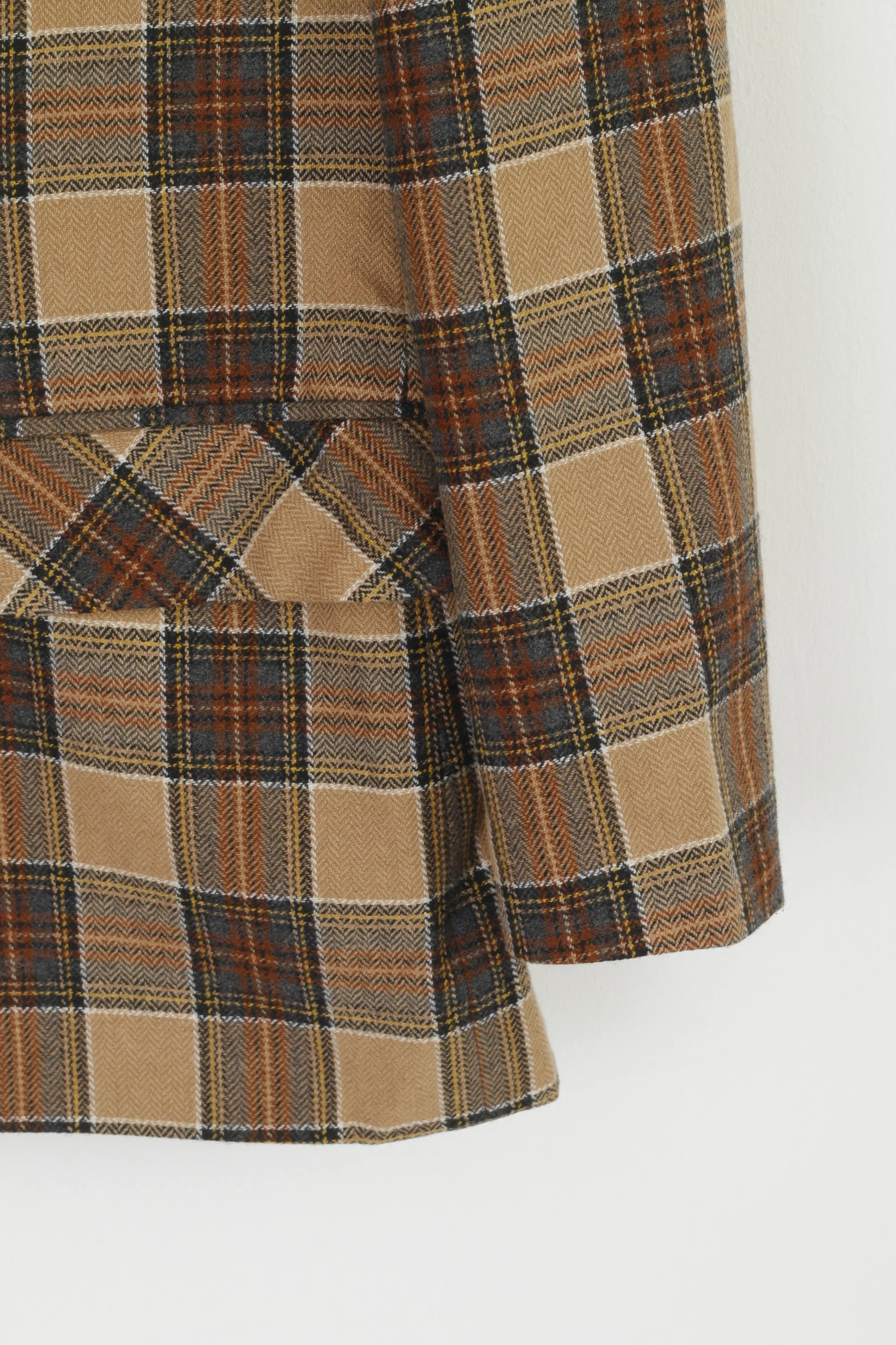 Giorgia Netti Women 18 44 L Blazer Brown Check Wool Vintage Made in Italy Jacket - Image 3