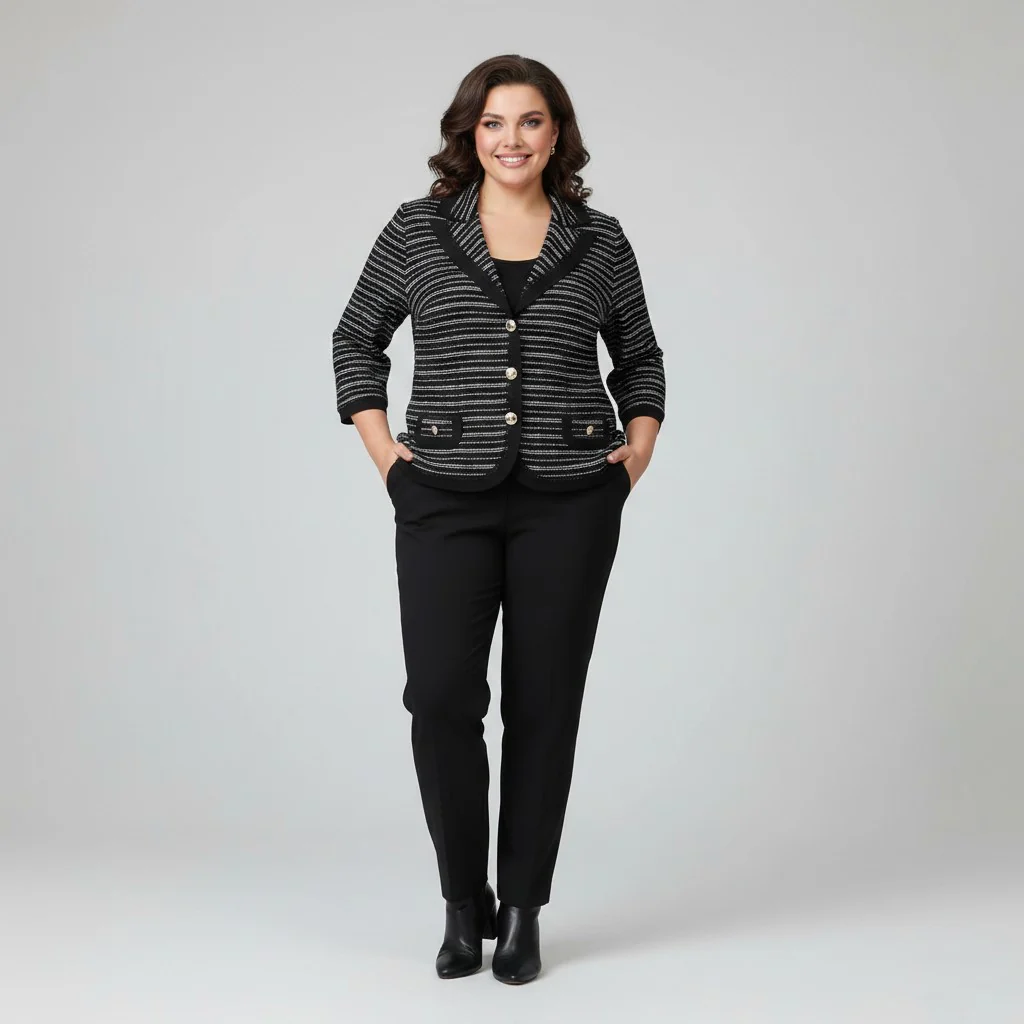 Giorgio Grati Women 52 XL Cardigan Black Striped Yacht Silver Buttons Italy Sweater