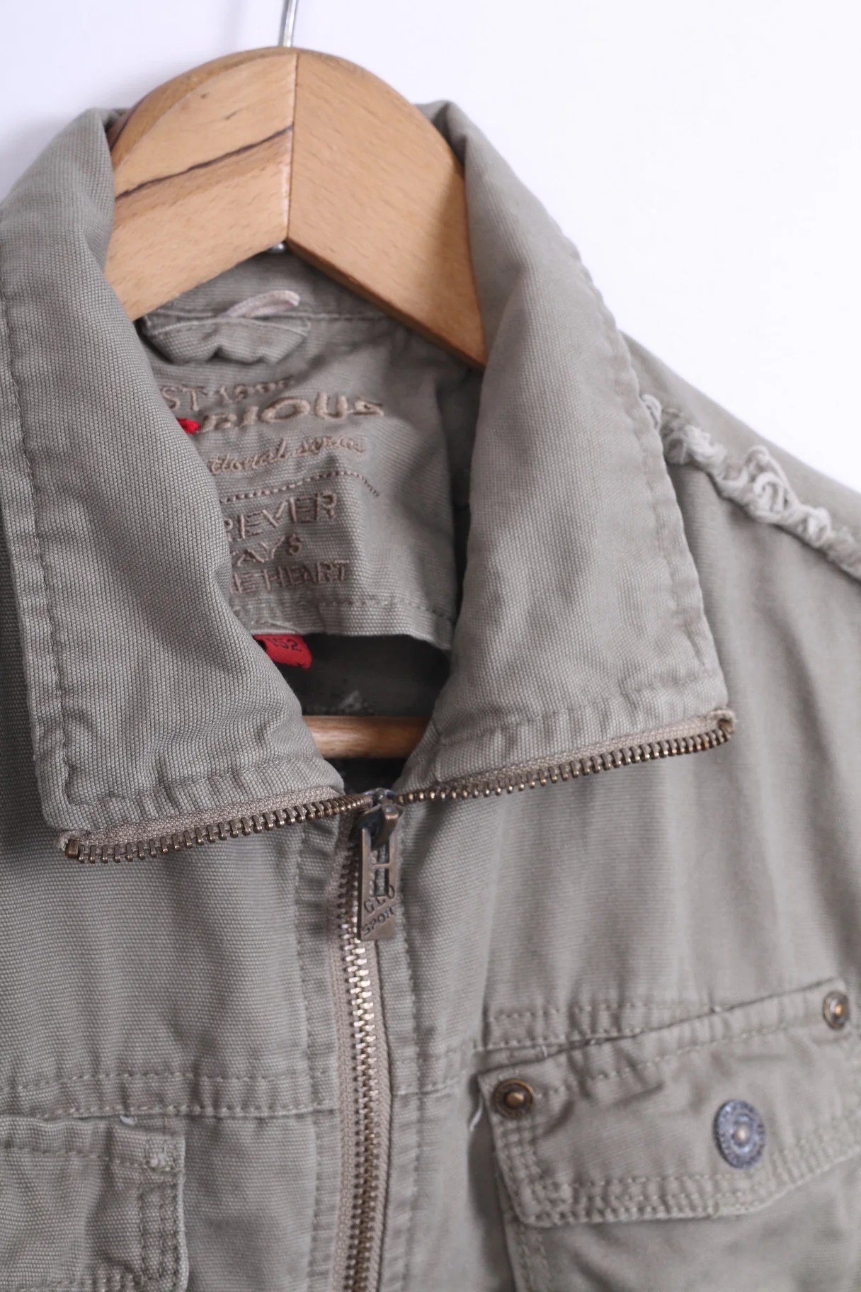 GLORIOUS Boys 152 Jacket Cotton Khaki Pockets Full Zipper - Image 4