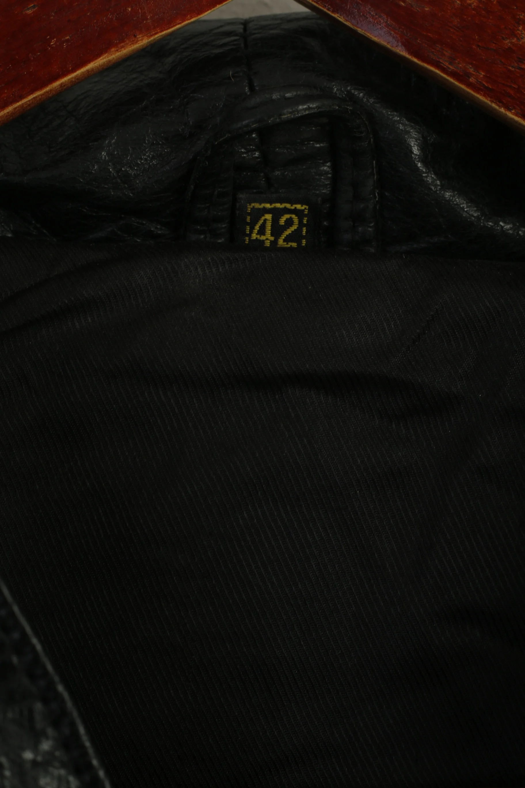 Vintage Women 42 L Leather Jacket Black Long Hooded Full Zipper Retro Oversize Top - Image 4