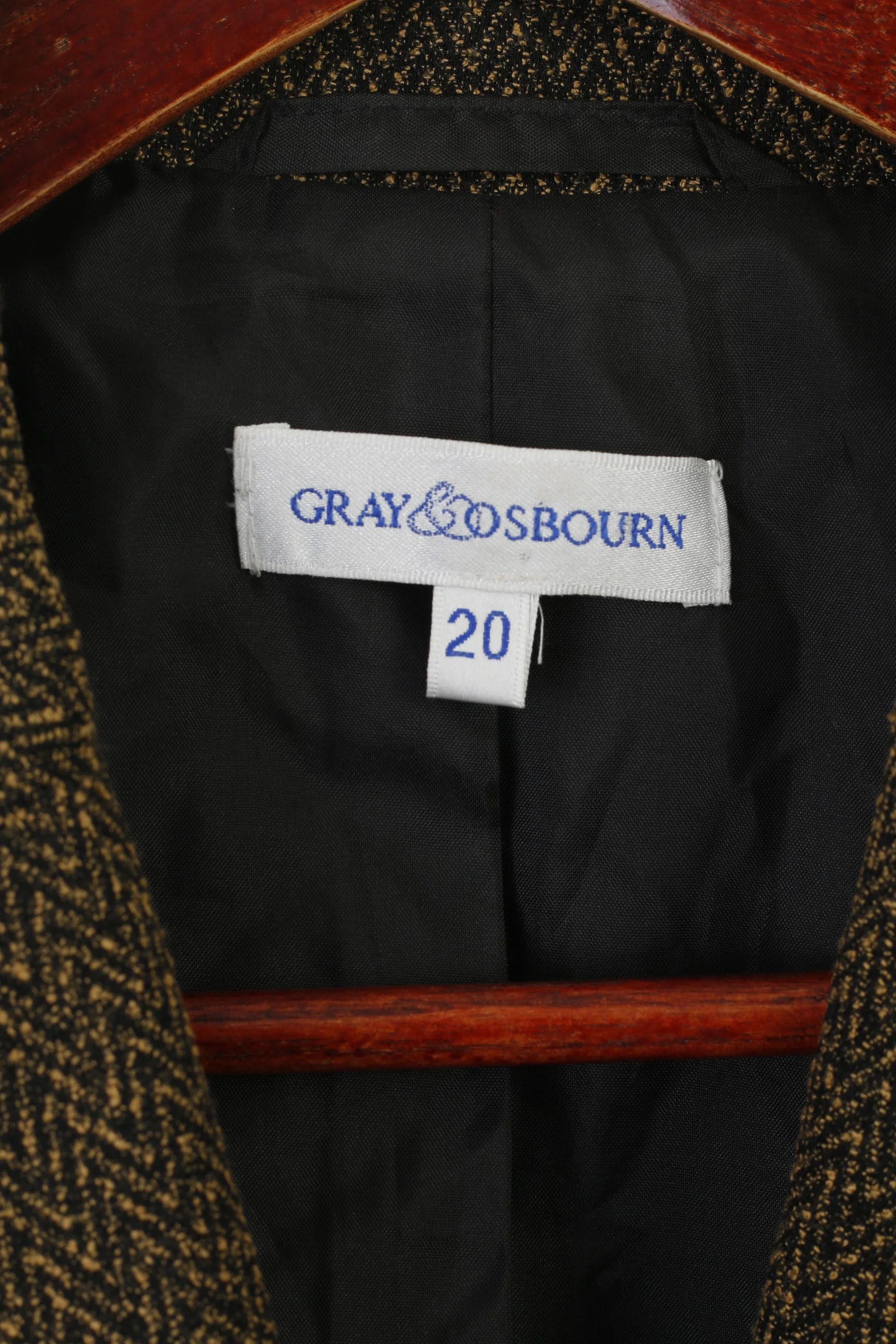 Gray & Osbourn Women 20 XL Blazer Black Brown Vintage Elegant Jacket - Image 4